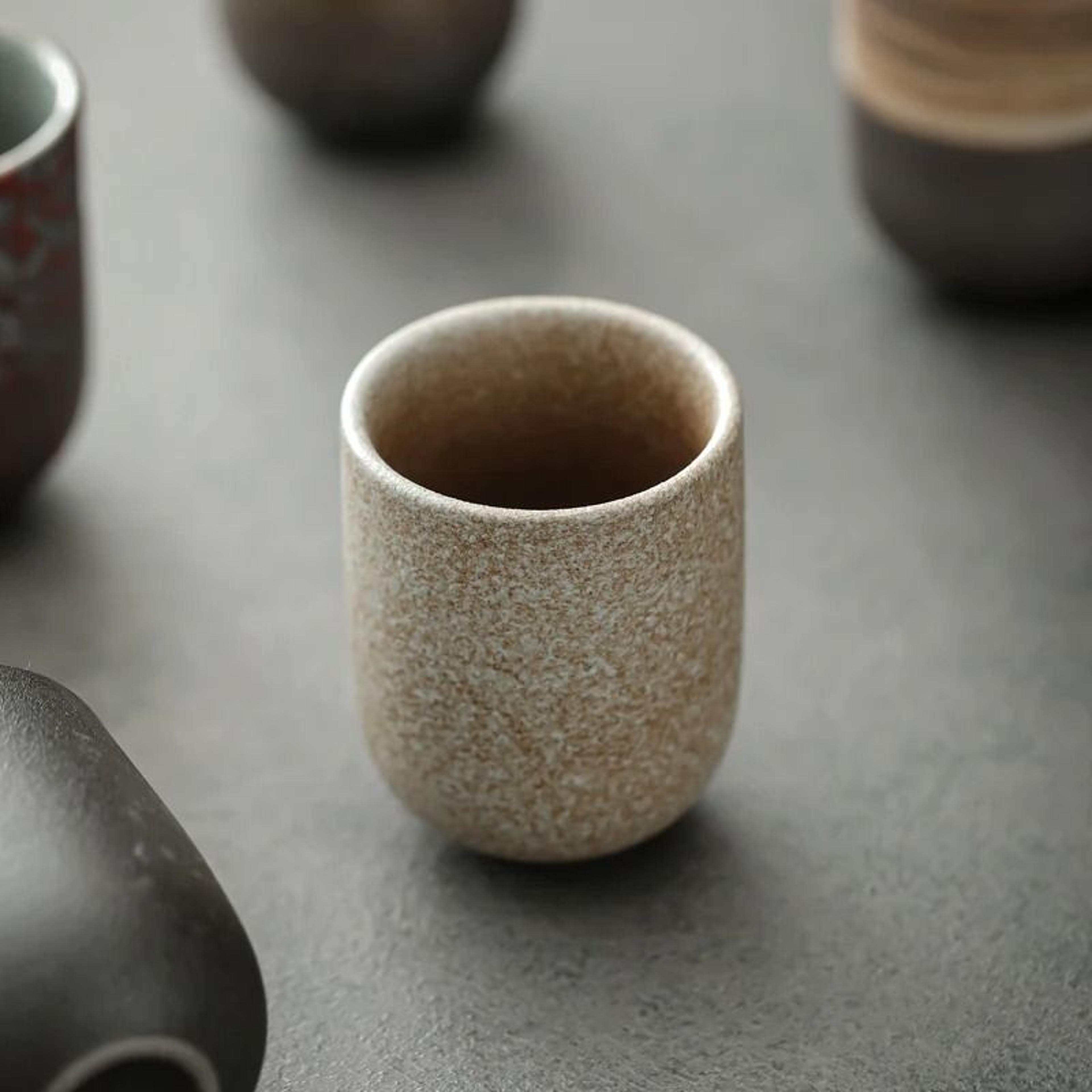 Vintage Japanese Stoneware Cup  Handcrafted Porcelain Kung Fu Tea  Sake Mug 4