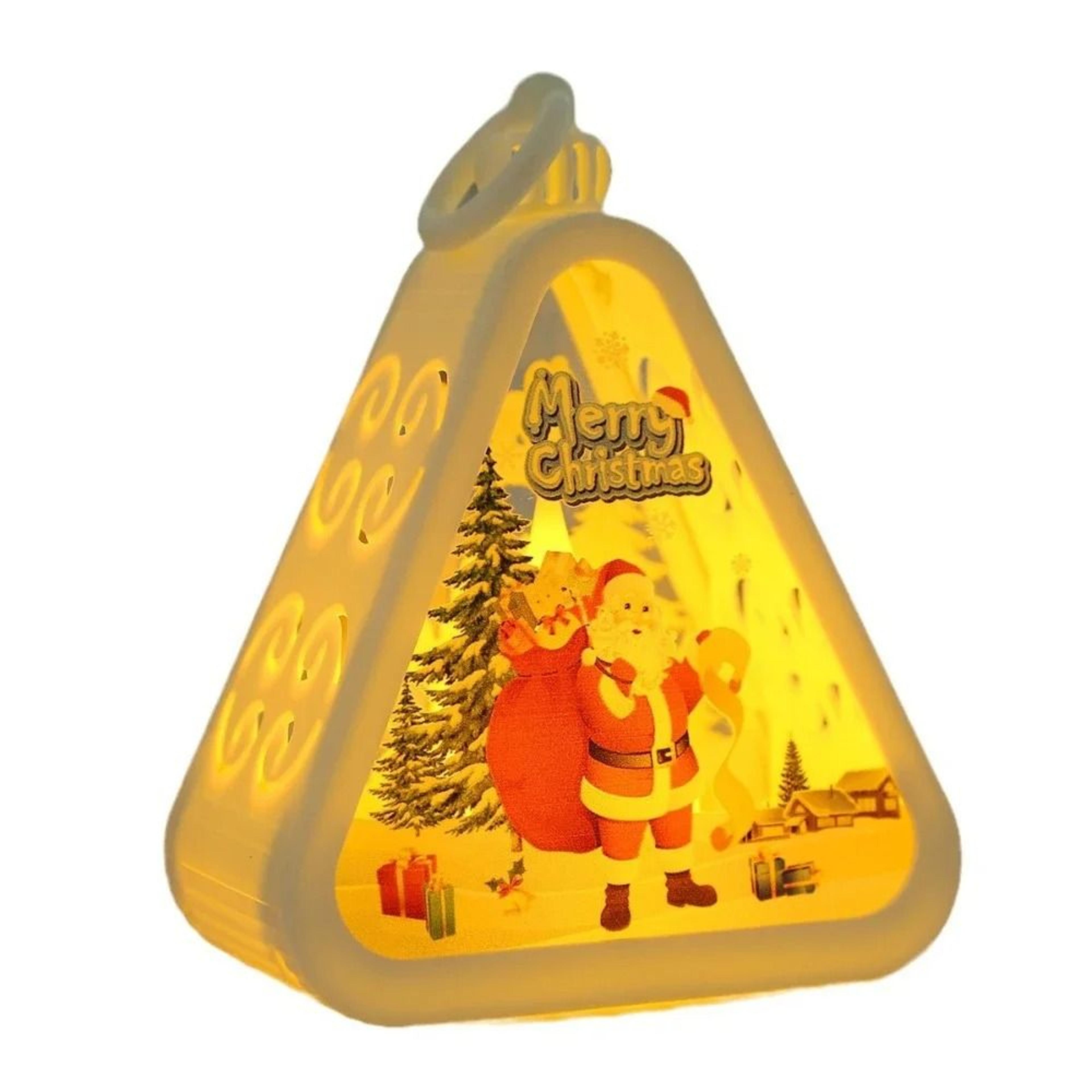 Mini Christmas LED Triangle Lantern  Festive Santa  Snowman Table Ornament  Party Scene Prop 5