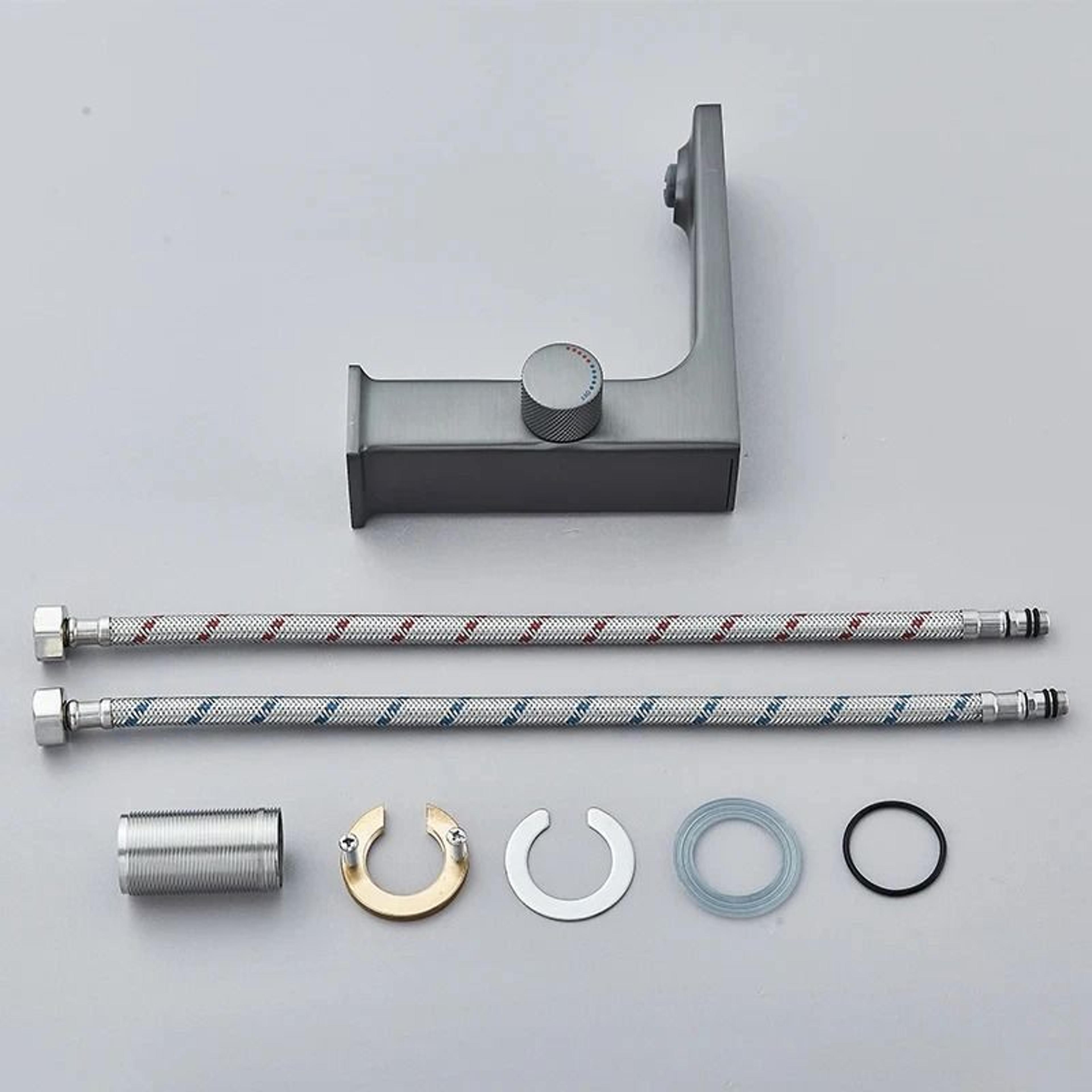 Digital Display Bathroom Basin Faucet  Intelligent LED Brass DeckMounted Hot  Cold Mixer Tap 5