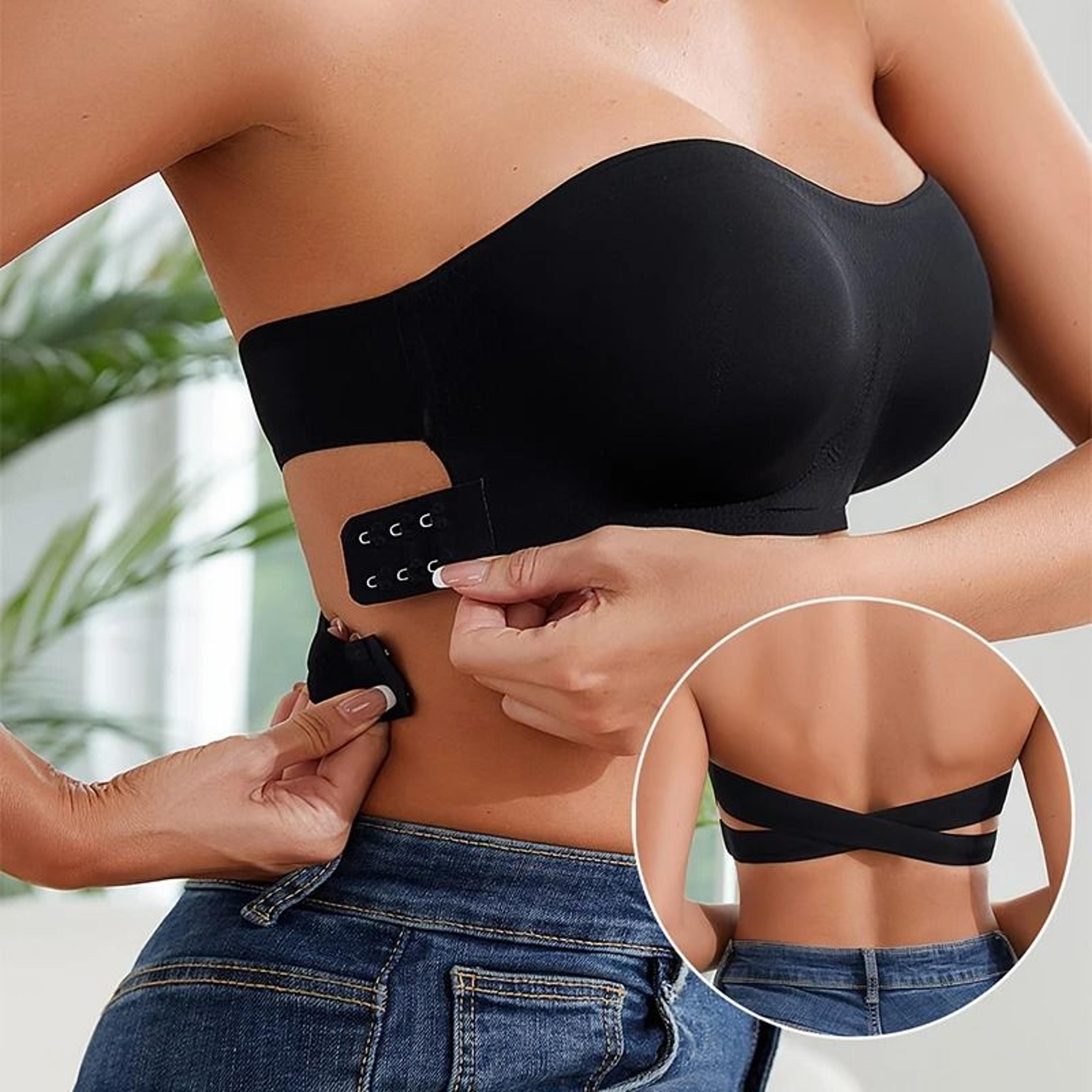 Strapless PushUp Bra  Seamless Ice Silk Invisible Top With Removable Padding  AntiSlip Design 1