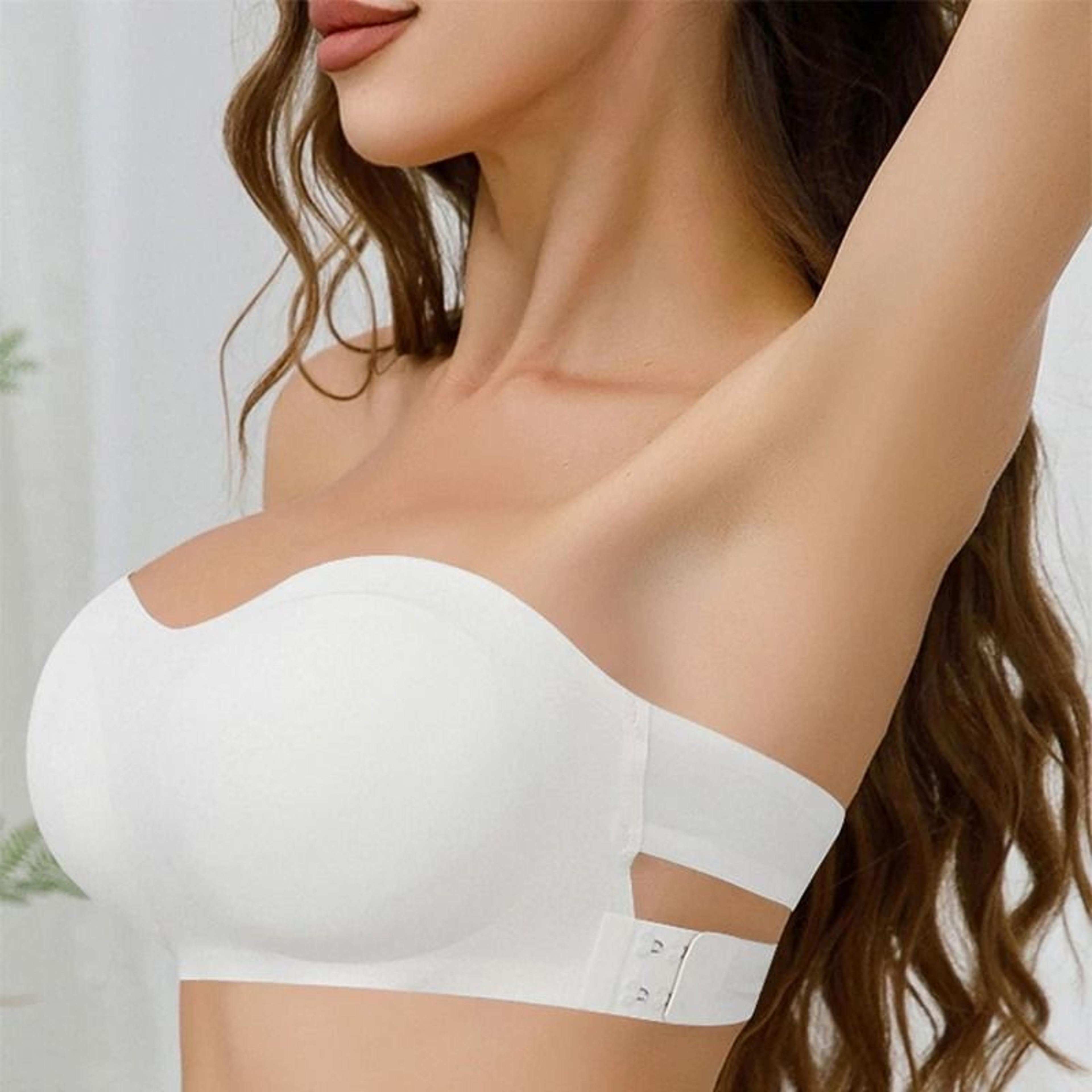 Strapless PushUp Bra  Seamless Ice Silk Invisible Top With Removable Padding  AntiSlip Design 3