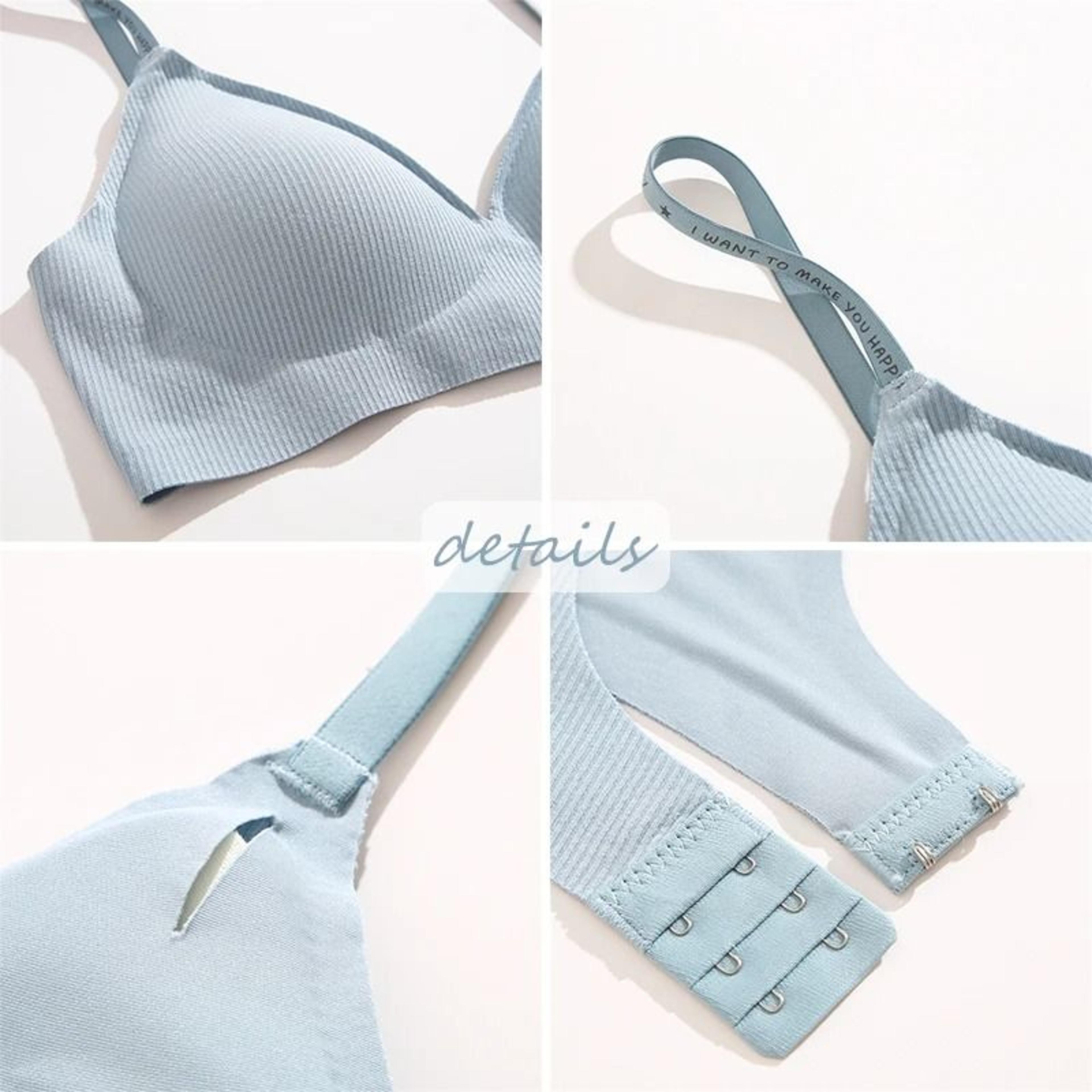 Deep V Ribbed Stripe Wireless Bralette 4