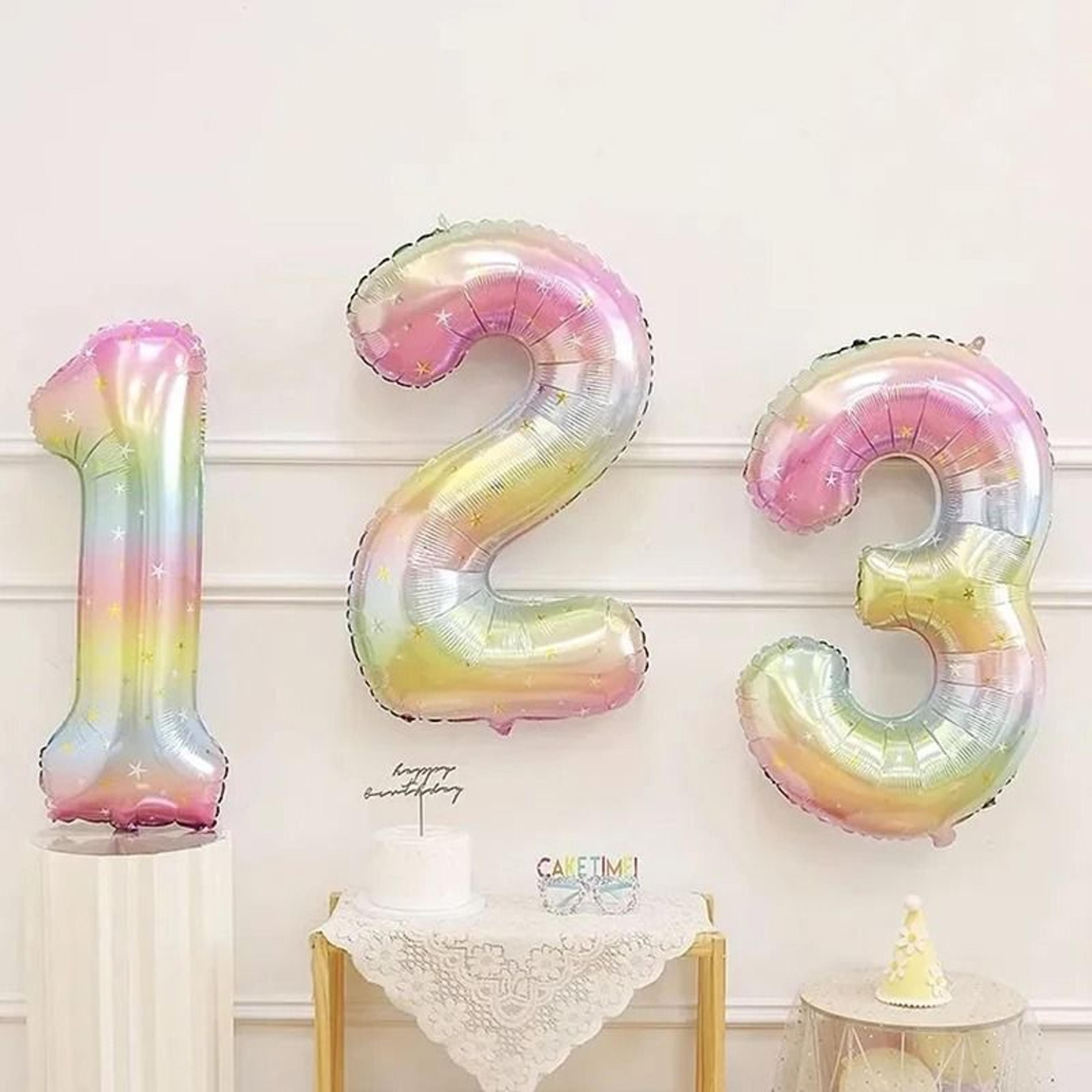 40Inch Pastel Rainbow Starry Sky Digital Balloon 2