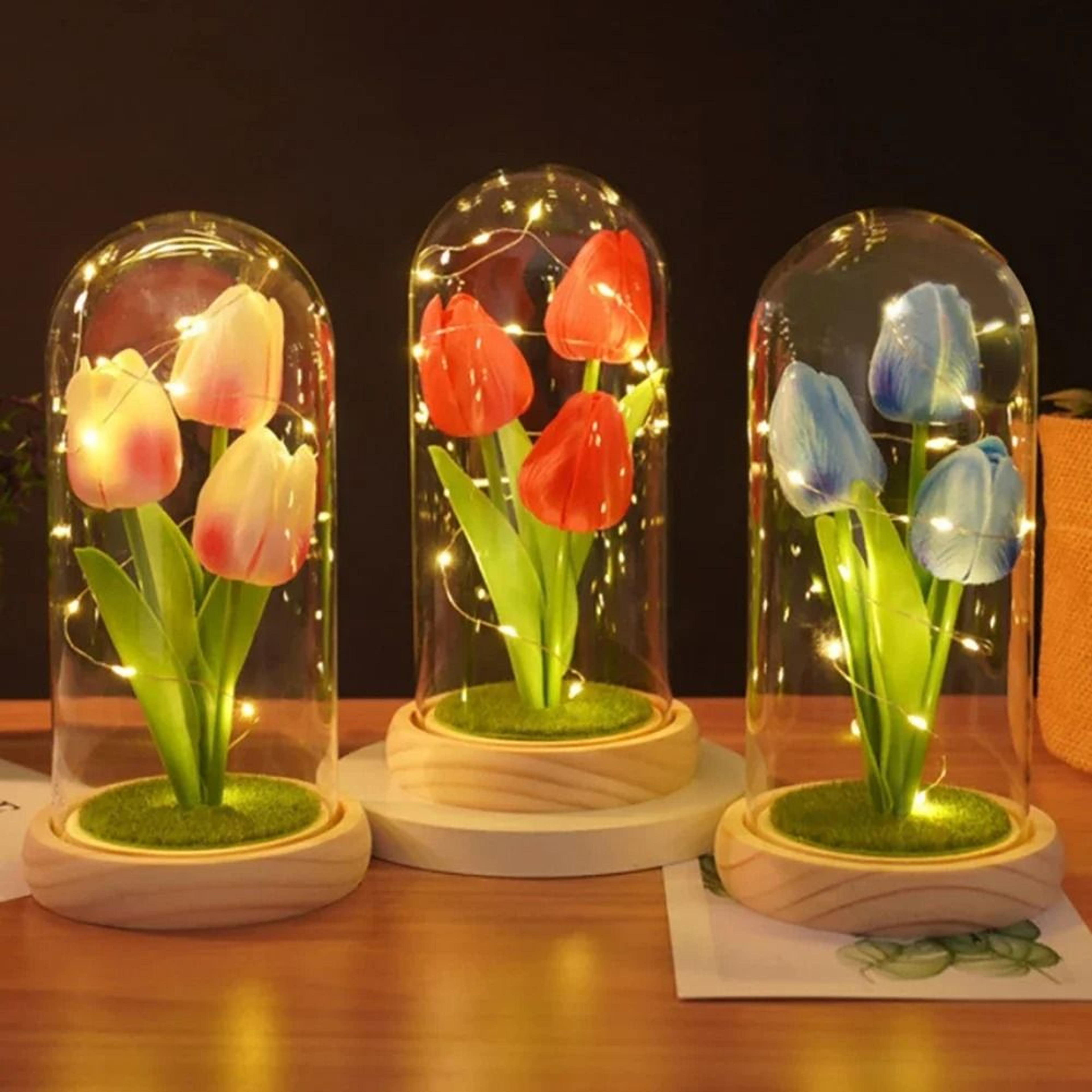 everlasting garden glass dome tulip night light
