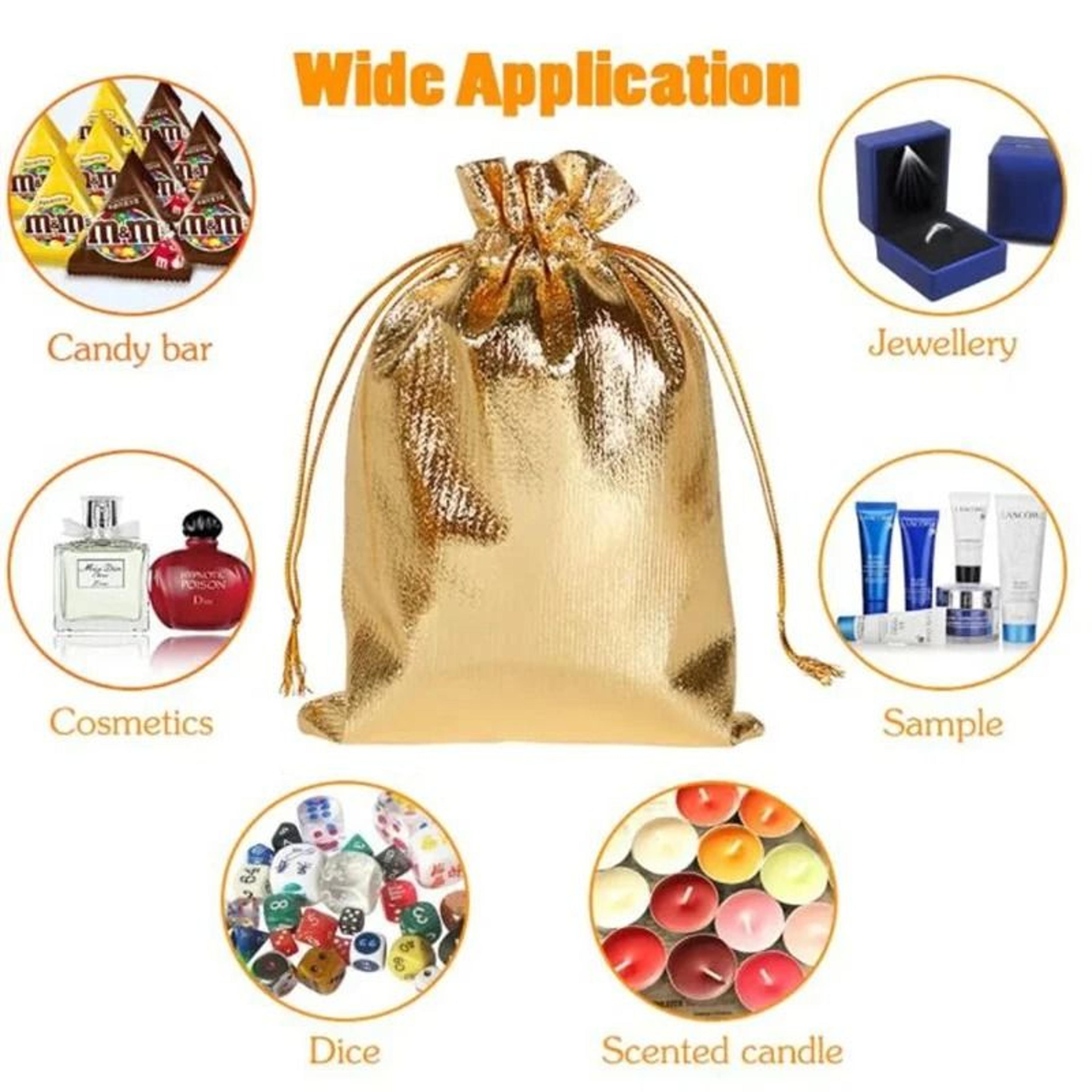 Metallic Gold Drawstring Pouches  50 Pcs Small Business Gifting Supplies 5