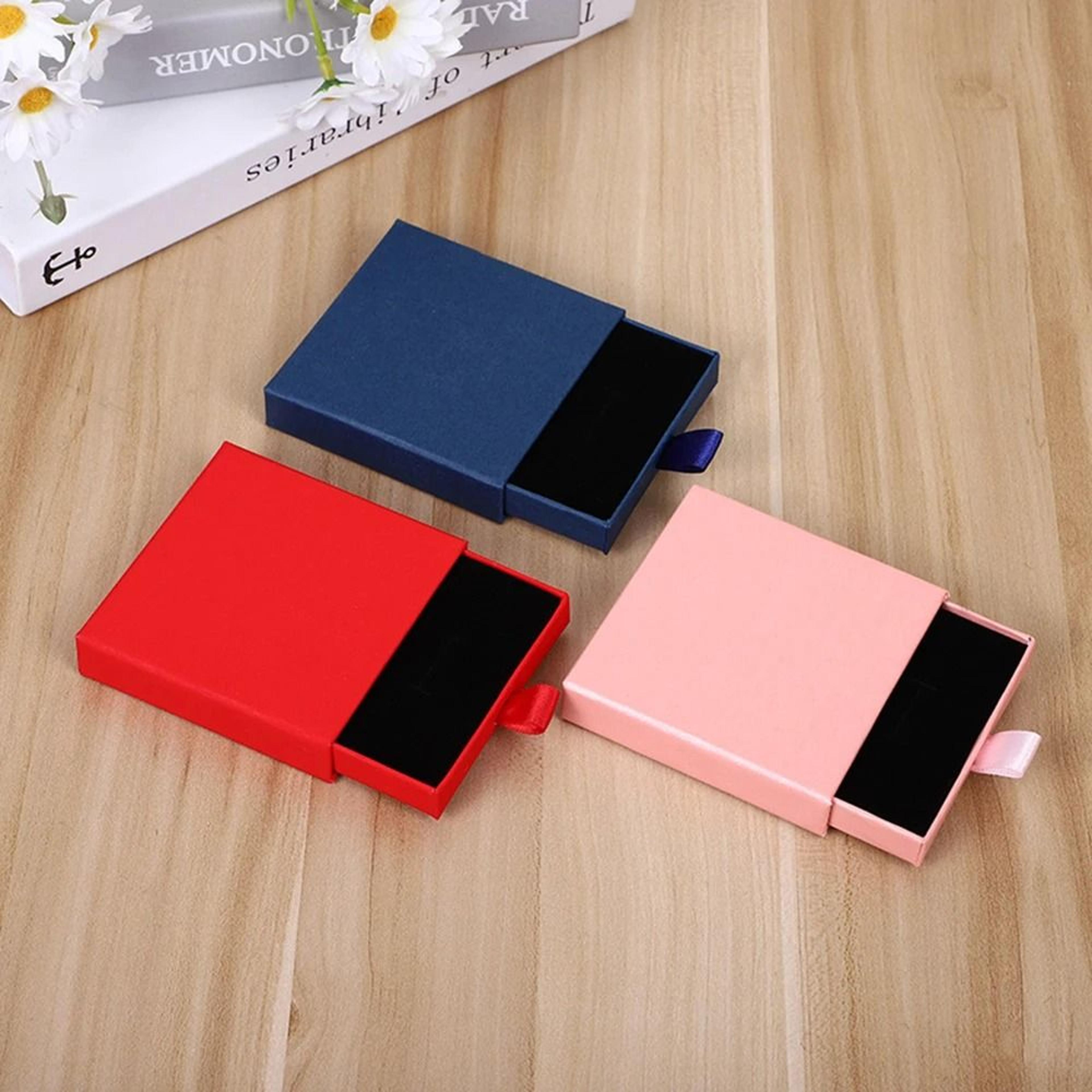 Thick Kraft Paper Drawer Jewelry Box  Minimalist Storage Case With Sponge Insert 2