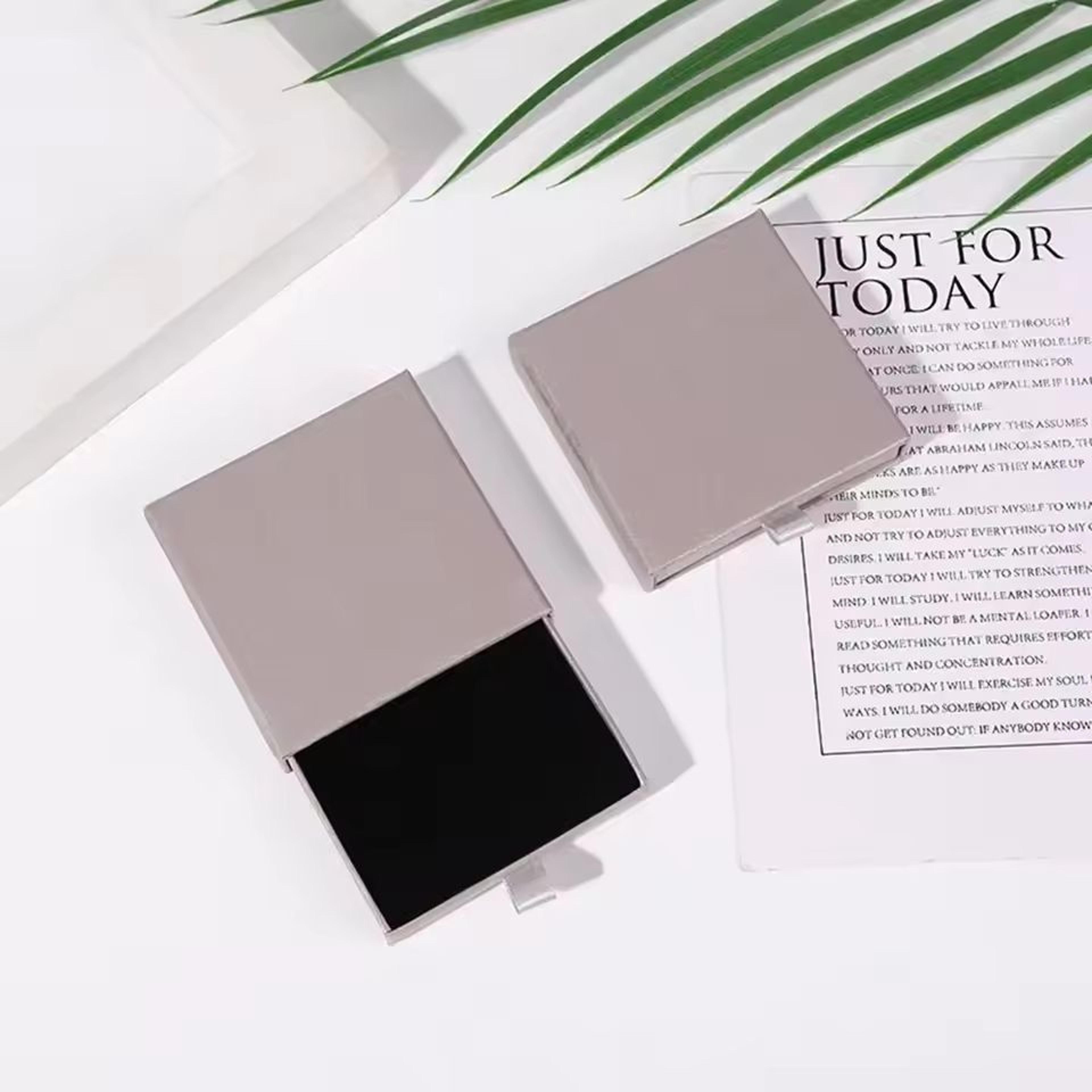 Thick Kraft Paper Drawer Jewelry Box  Minimalist Storage Case With Sponge Insert 11