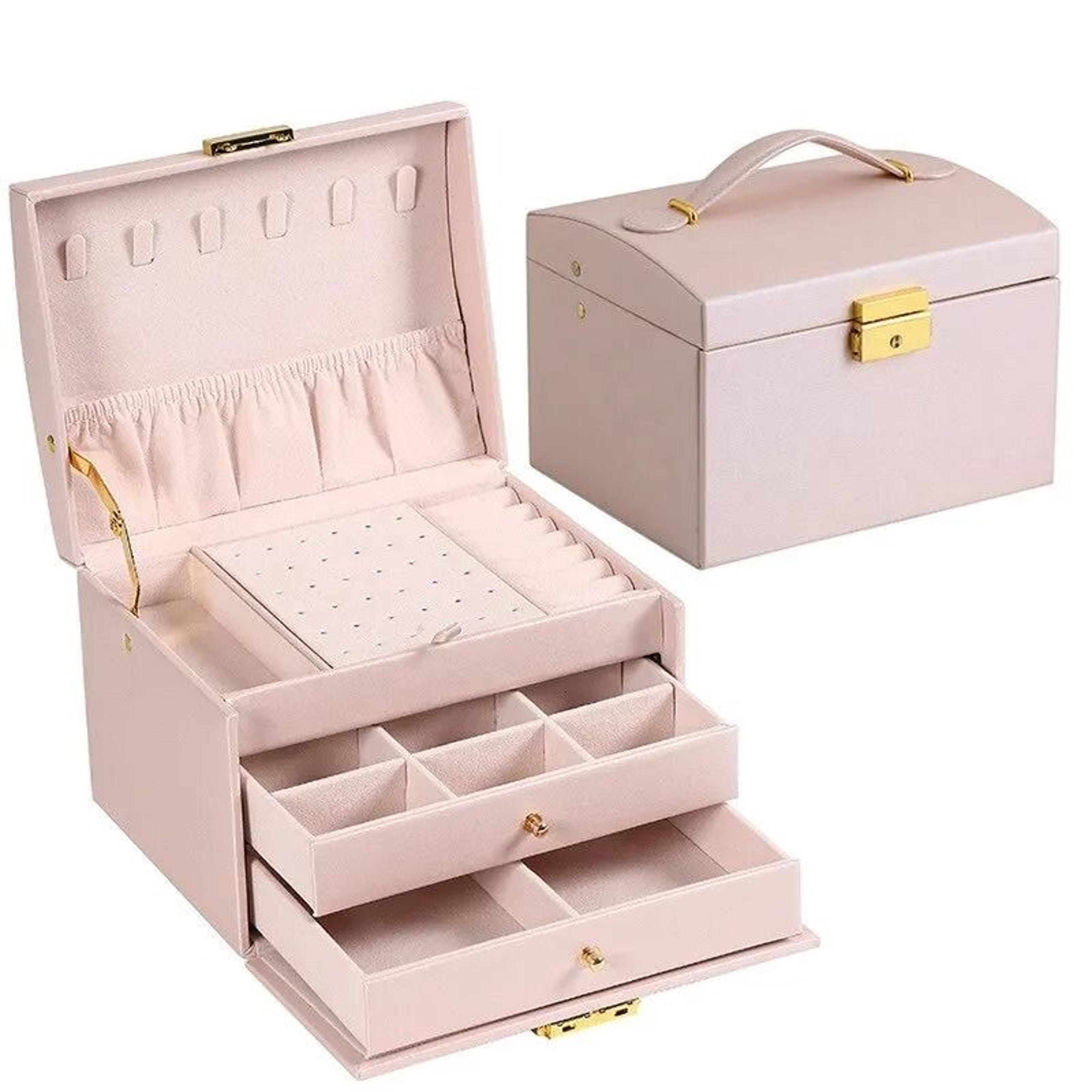 Exquisite ThreeLayer Leather Jewelry Box  Professional MultiPurpose Storage 3