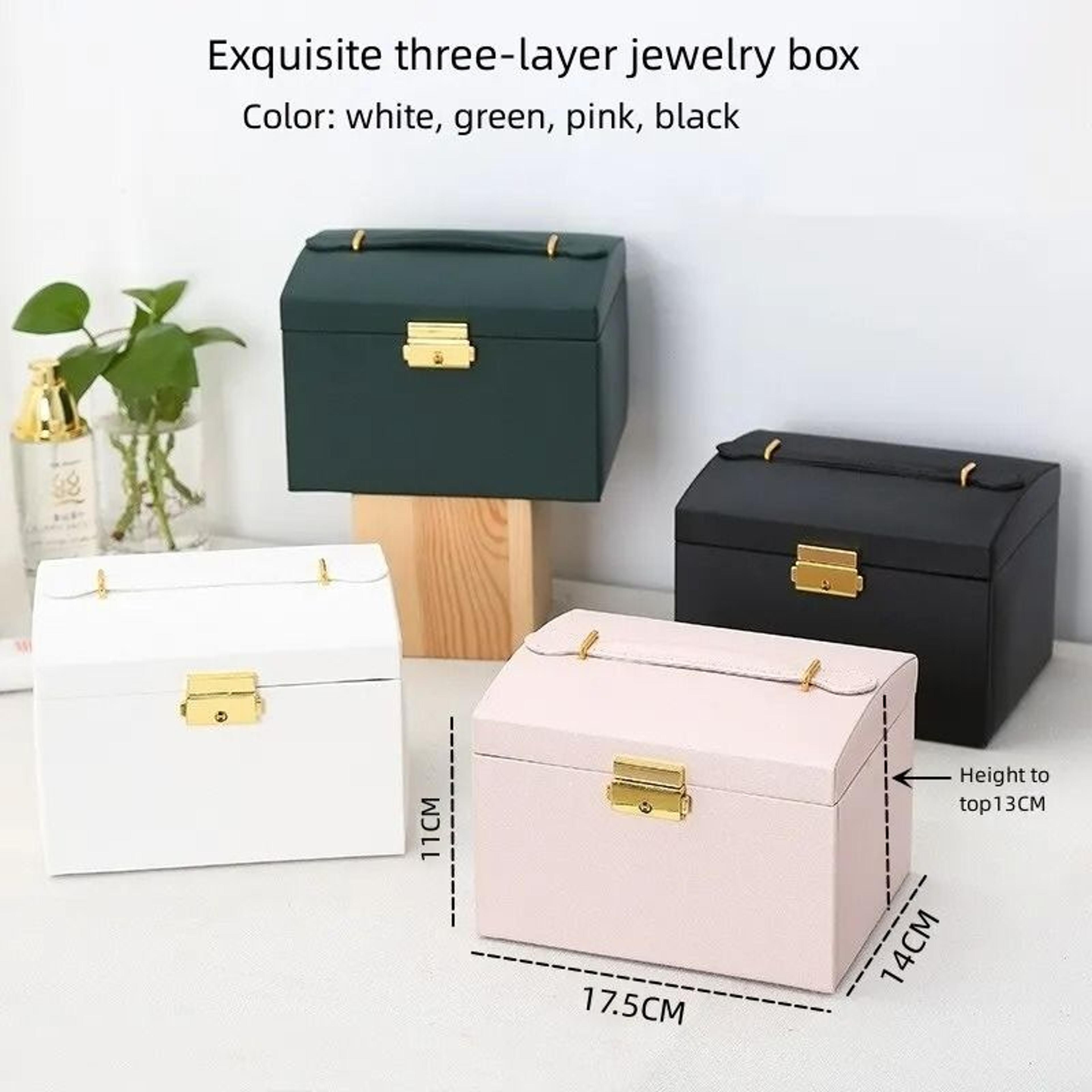 Exquisite ThreeLayer Leather Jewelry Box  Professional MultiPurpose Storage 5