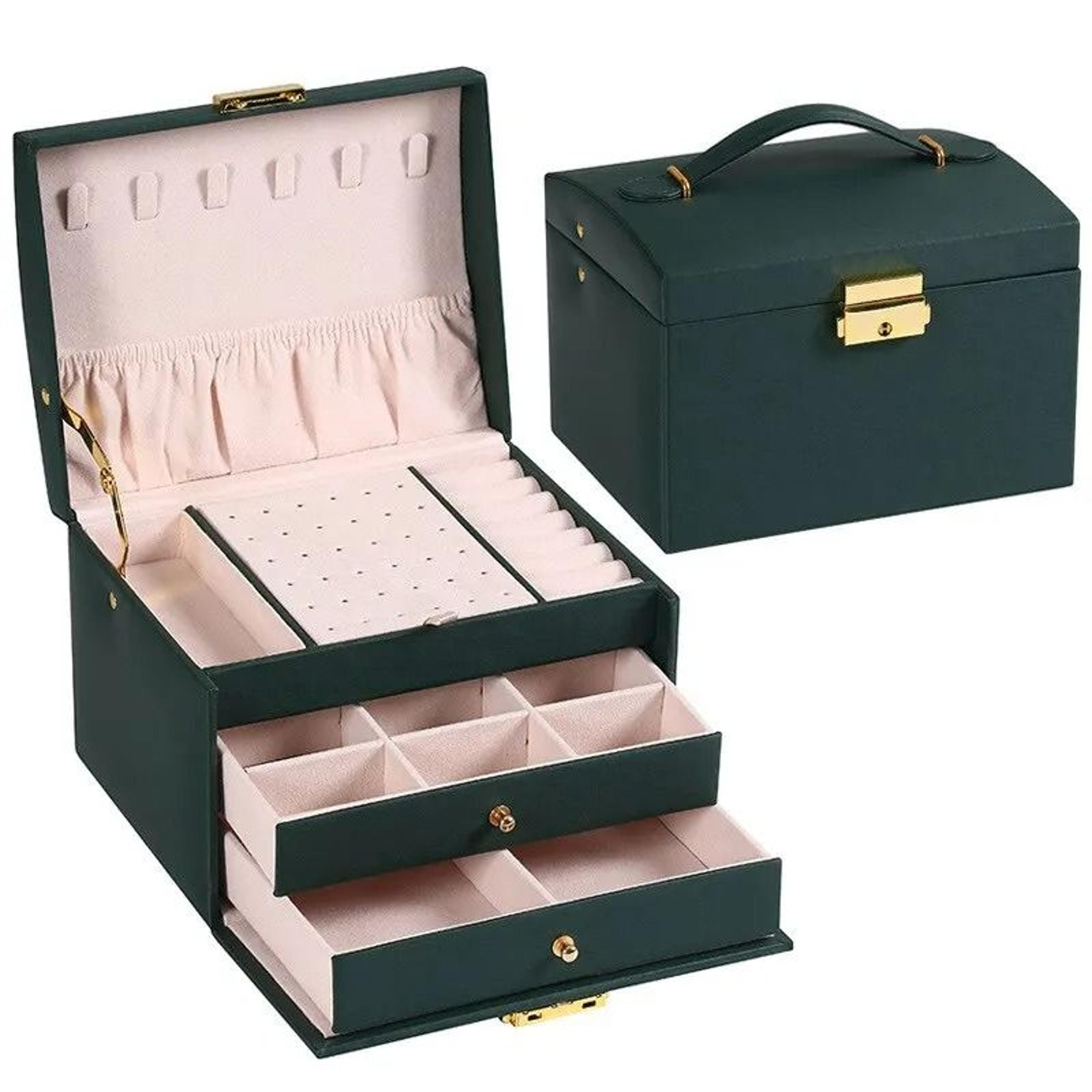 Exquisite ThreeLayer Leather Jewelry Box  Professional MultiPurpose Storage 6