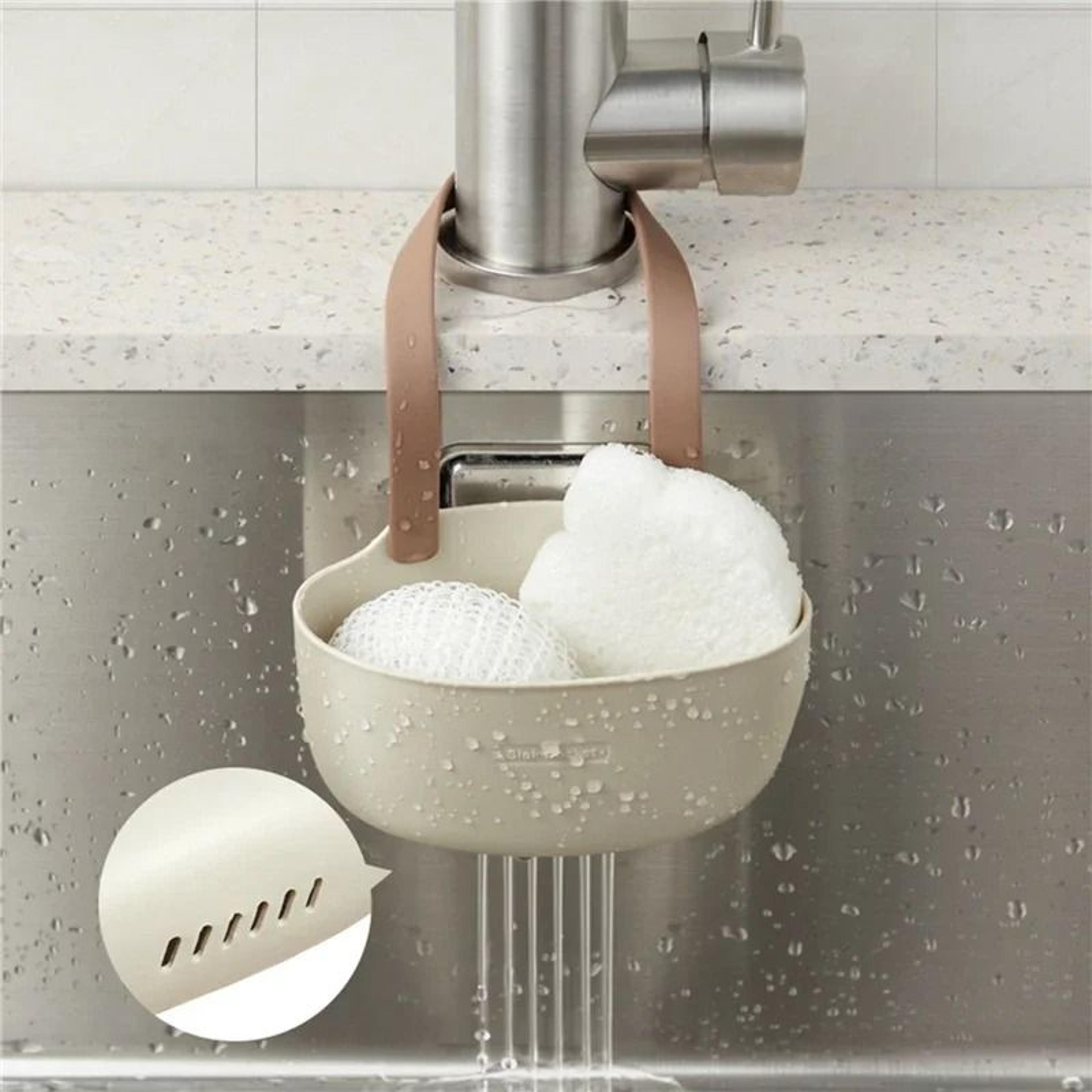 kitchen sink hanging drain basket – adjustable soap & sponge holder