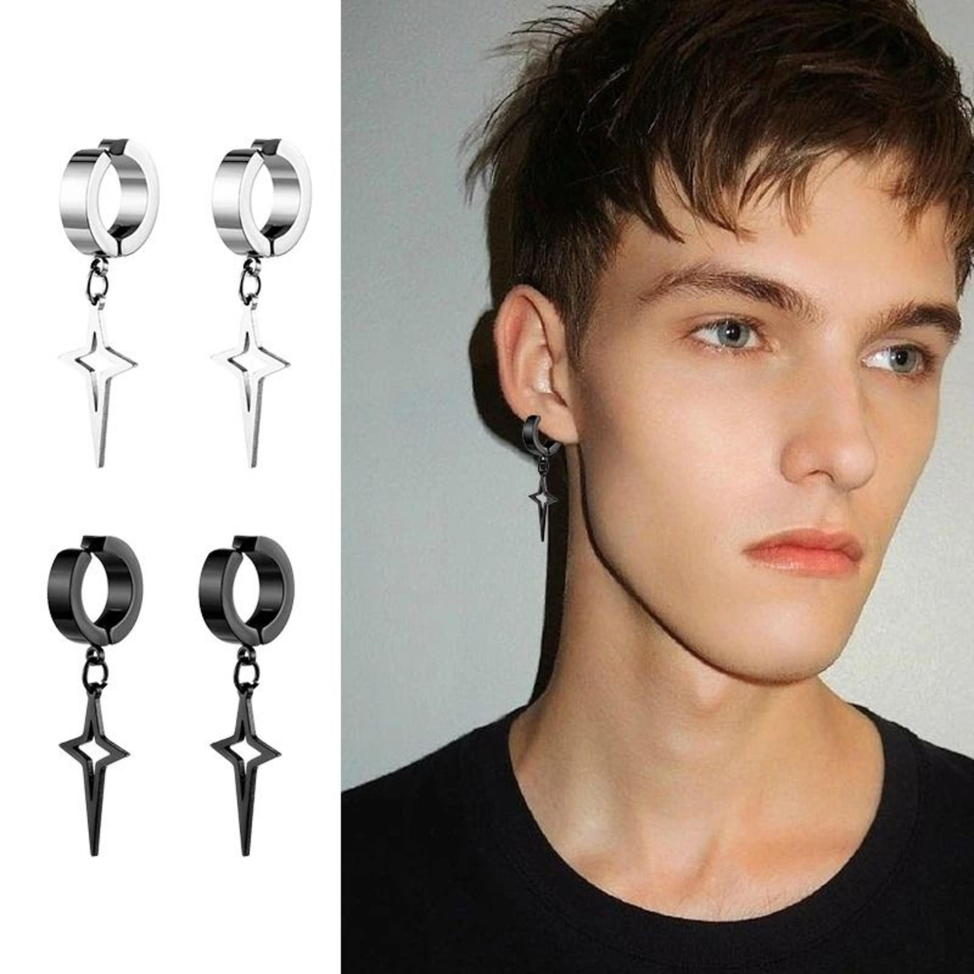 Punk Star Pendant NonPiercing Hoop Earrings 2