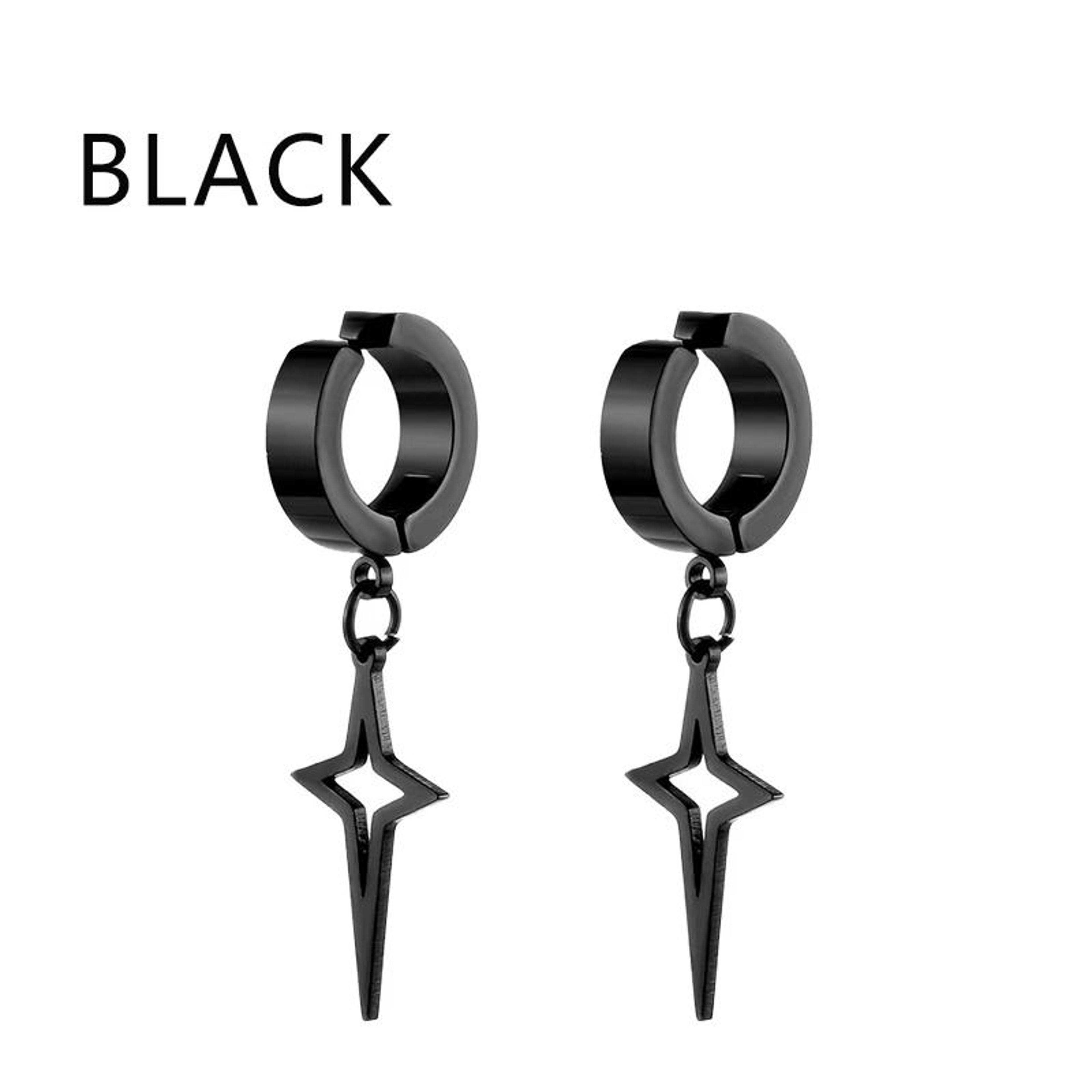 Punk Star Pendant NonPiercing Hoop Earrings 7