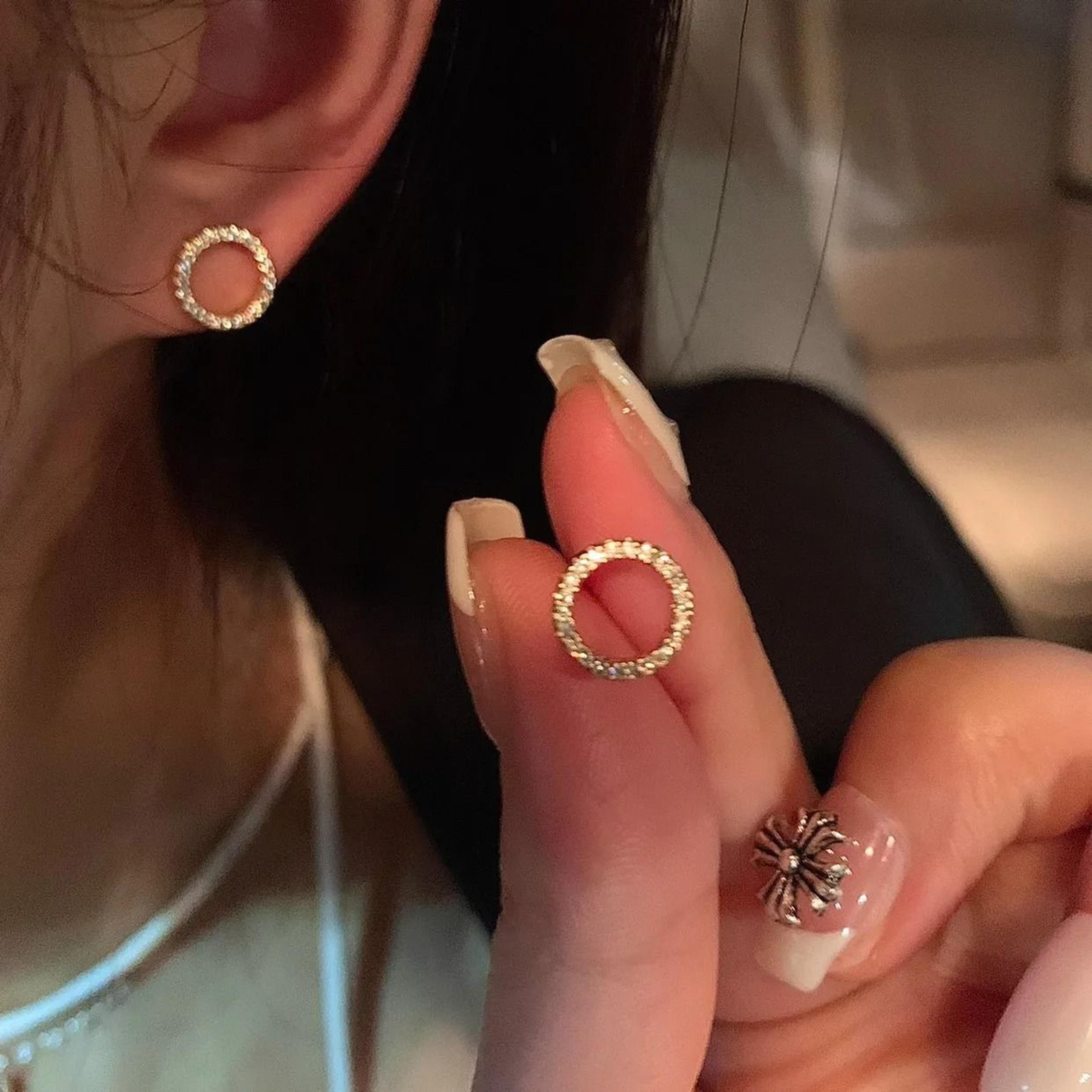 Simple Round Light Luxury Flashy Earrings 1