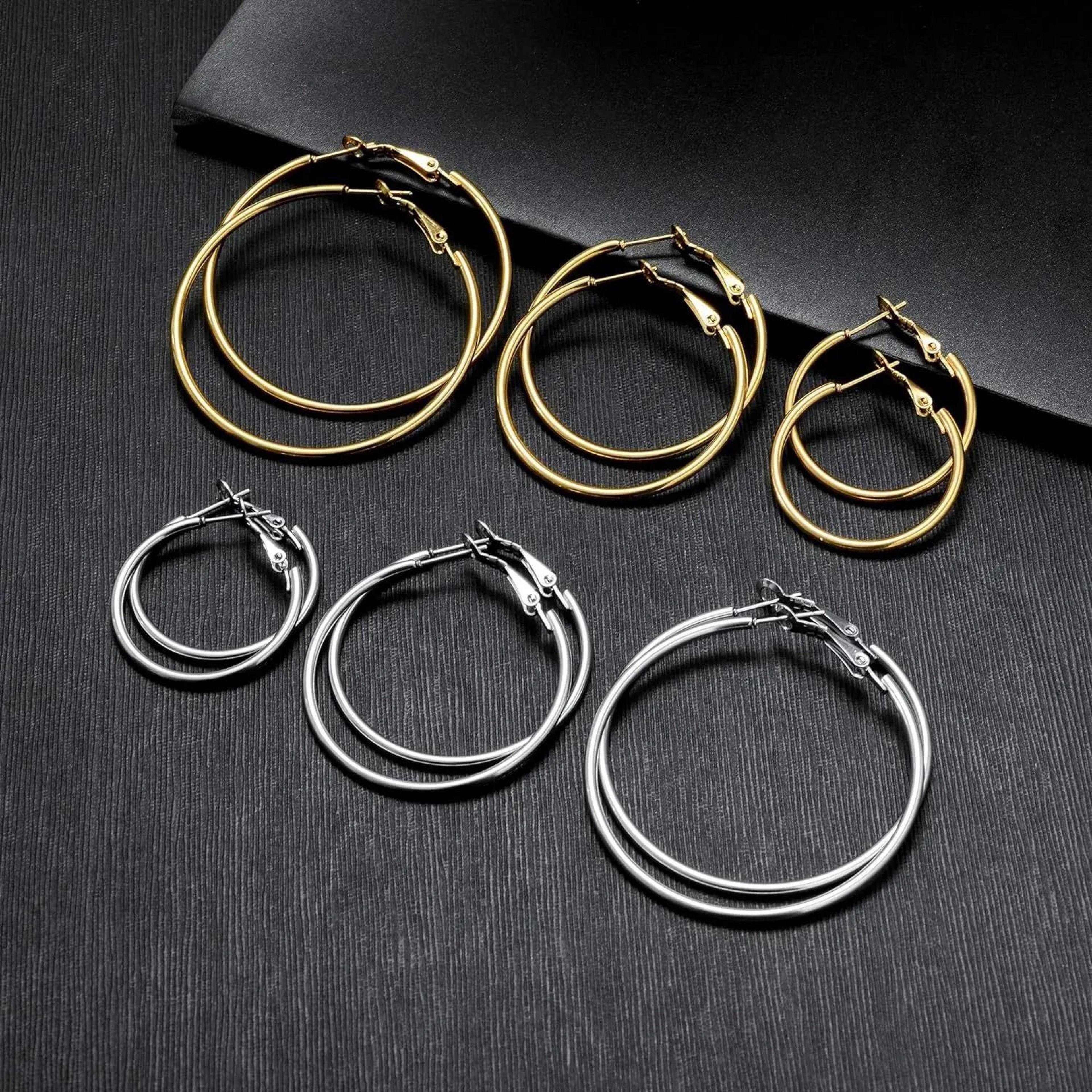 6Pair Smooth Open Hoop Earring Set 6