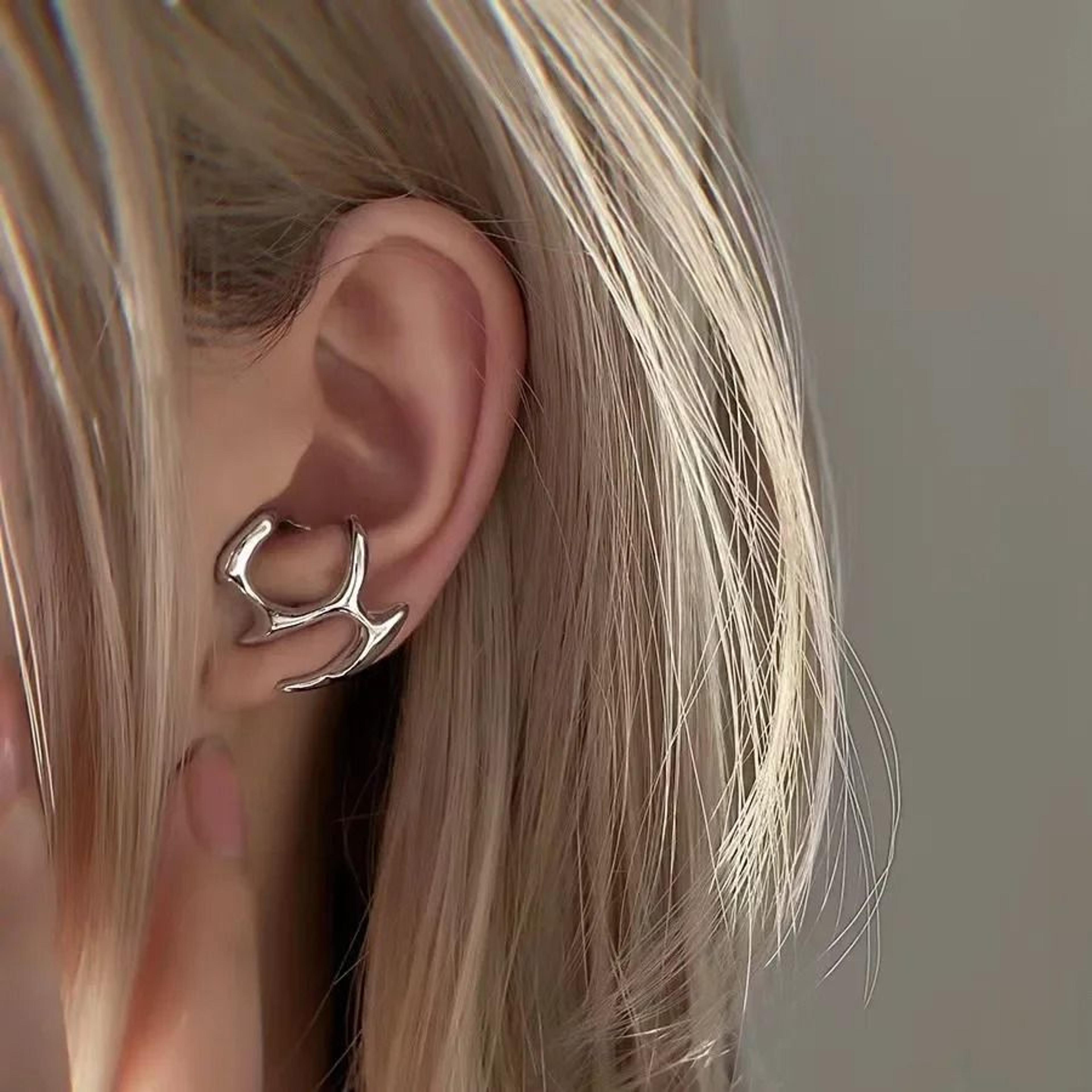 punk irregular liquid metal ear clips
