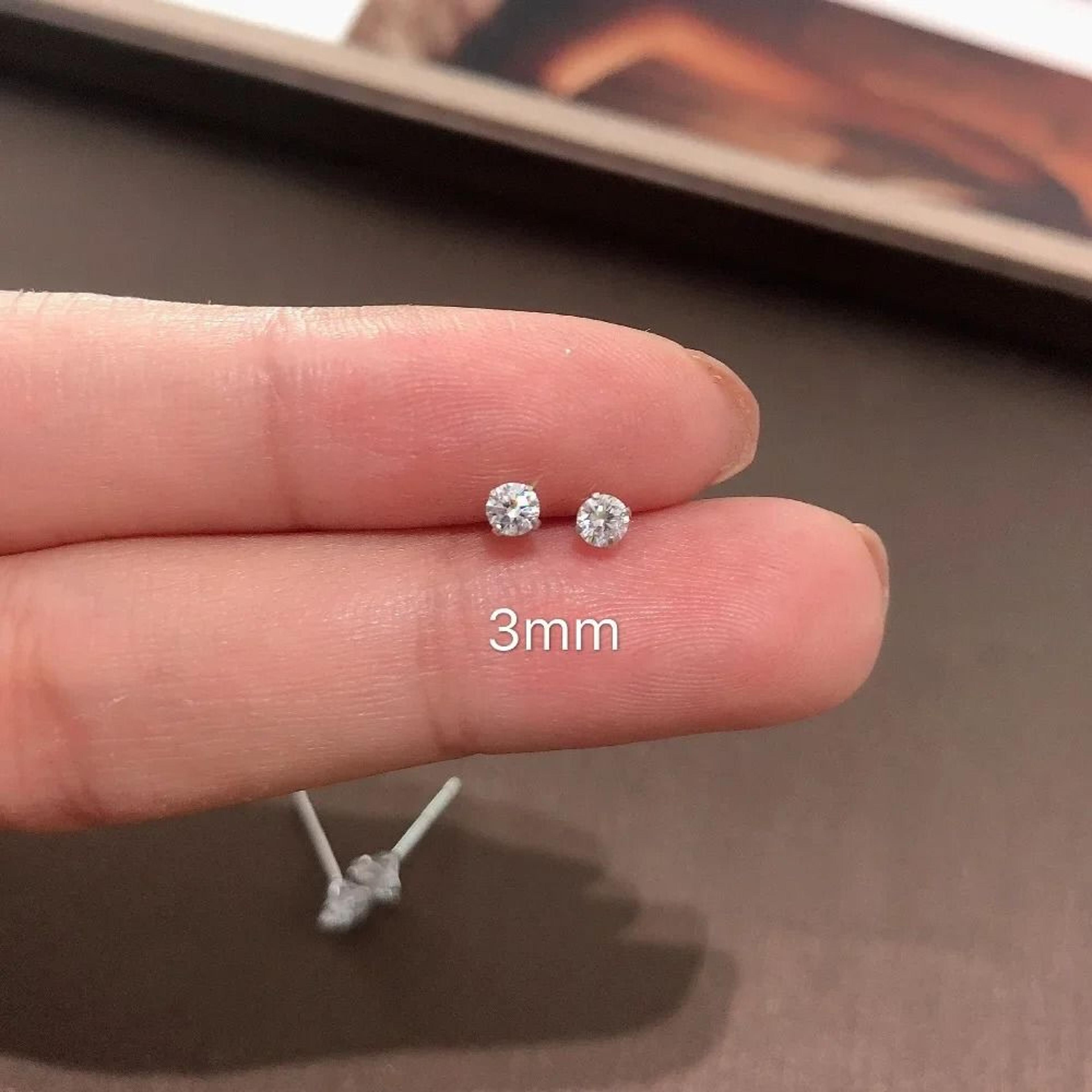 925 Sterling Silver Tiny Crystal Stud Earrings 6