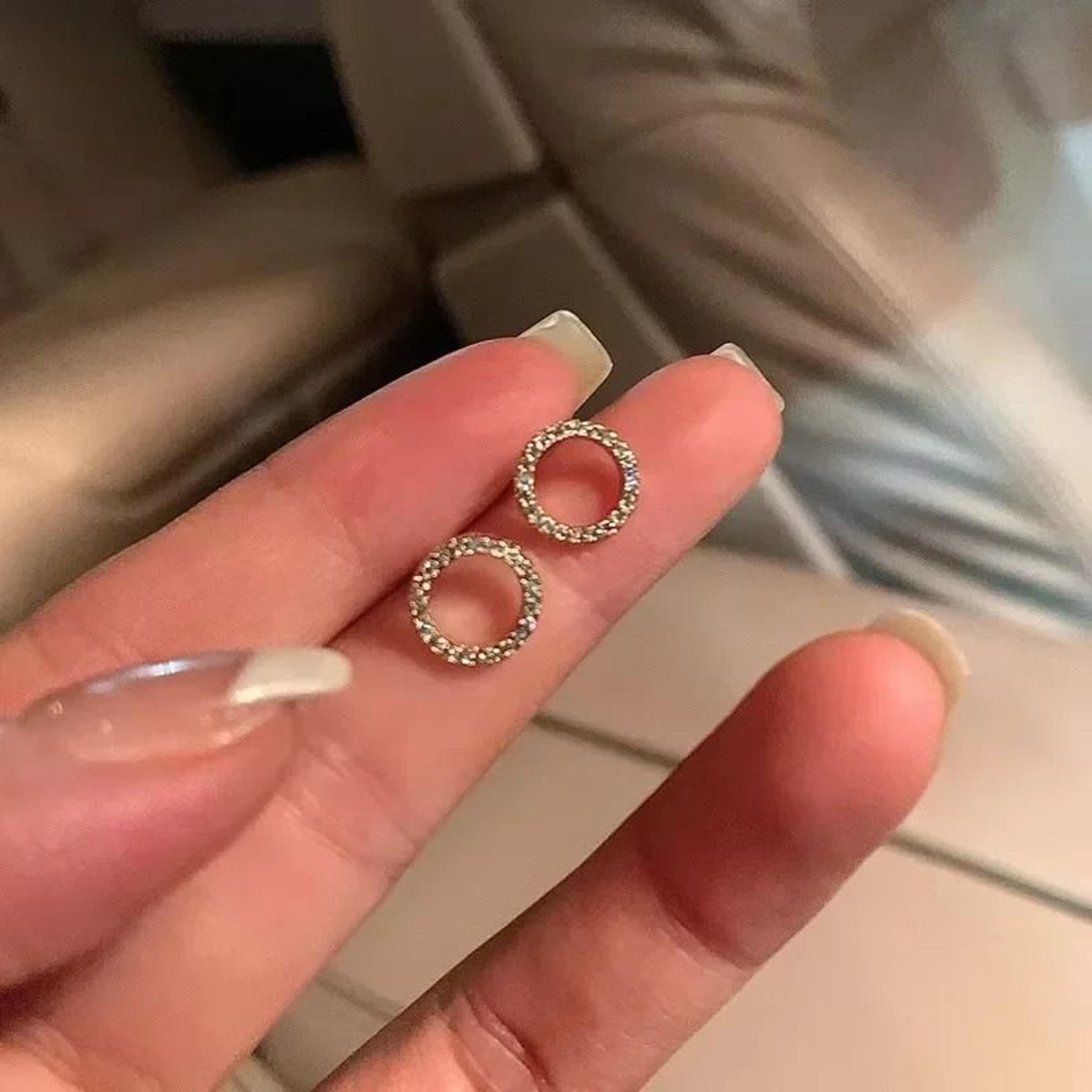 Delicate Small Circle Crystal Studs 1