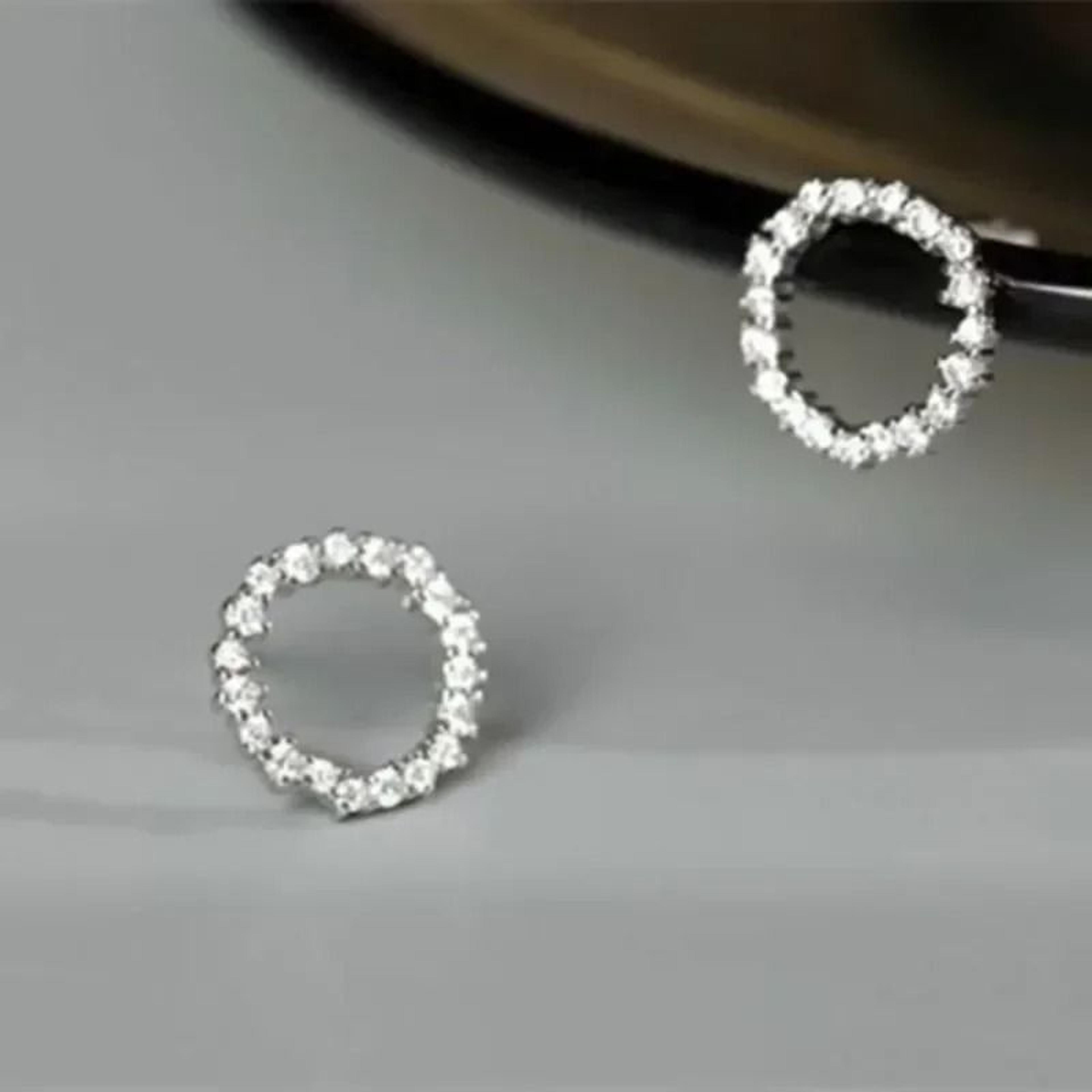 Delicate Small Circle Crystal Studs 2