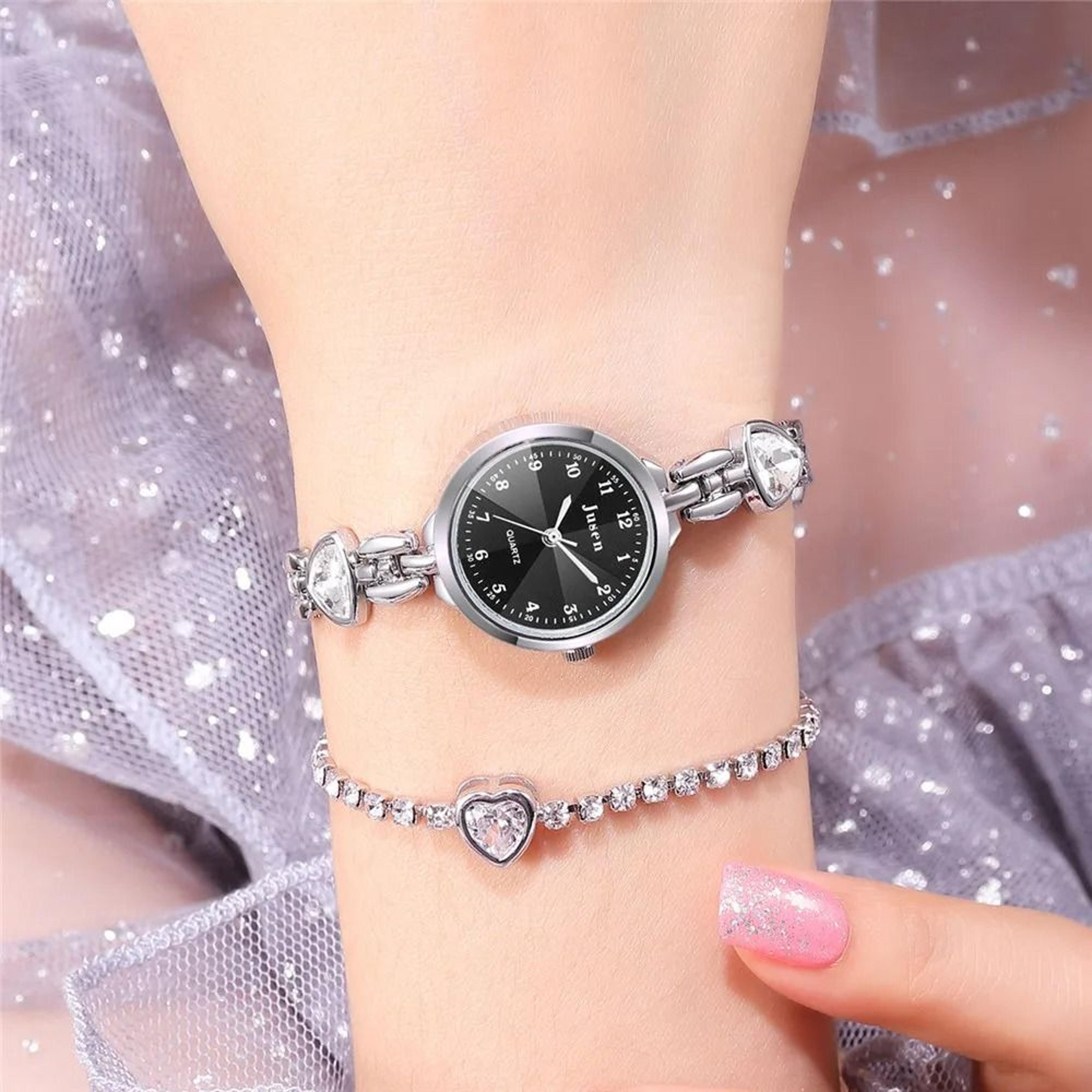 Rhinestone Small Dial Bracelet Watch  Elegant JewelryInspired Quartz Timepiece For Women 1