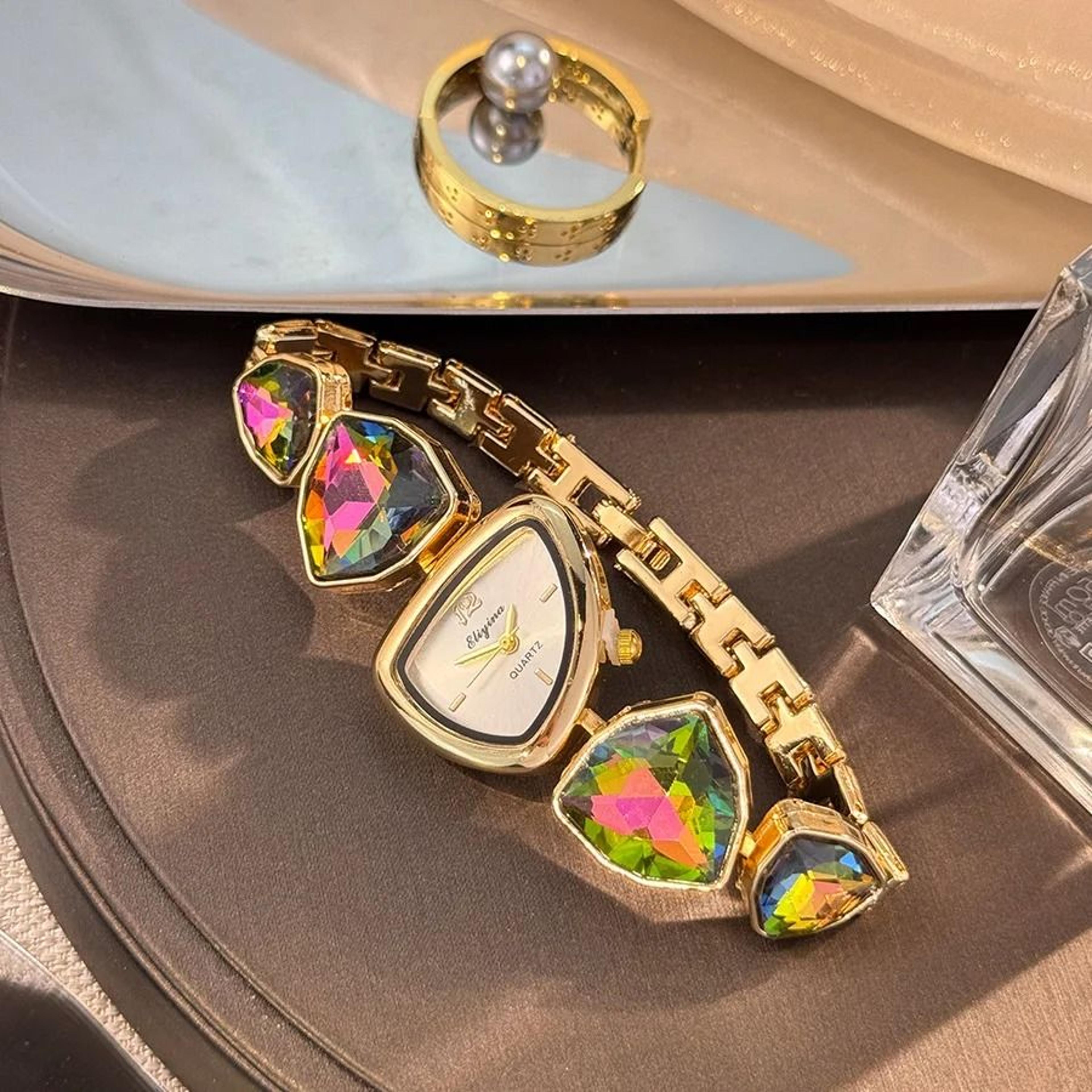 Lustrous Irregular Geometric Diamond Watch  HighSense Light Luxury Timepiece With Artistic Big Diam 6