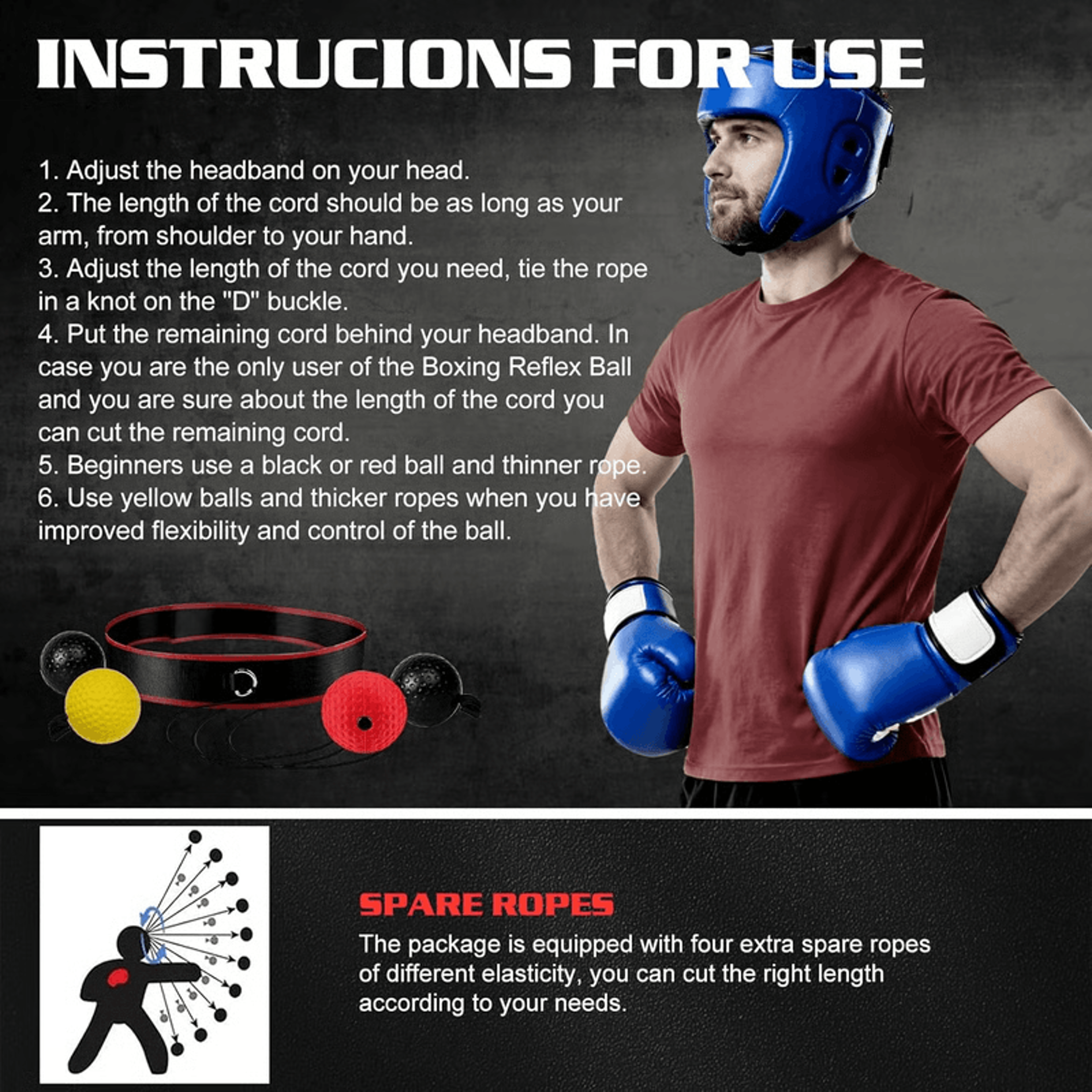 Adjustable Boxing Reflex Ball  Headband Training Tool For Punching Accuracy 4