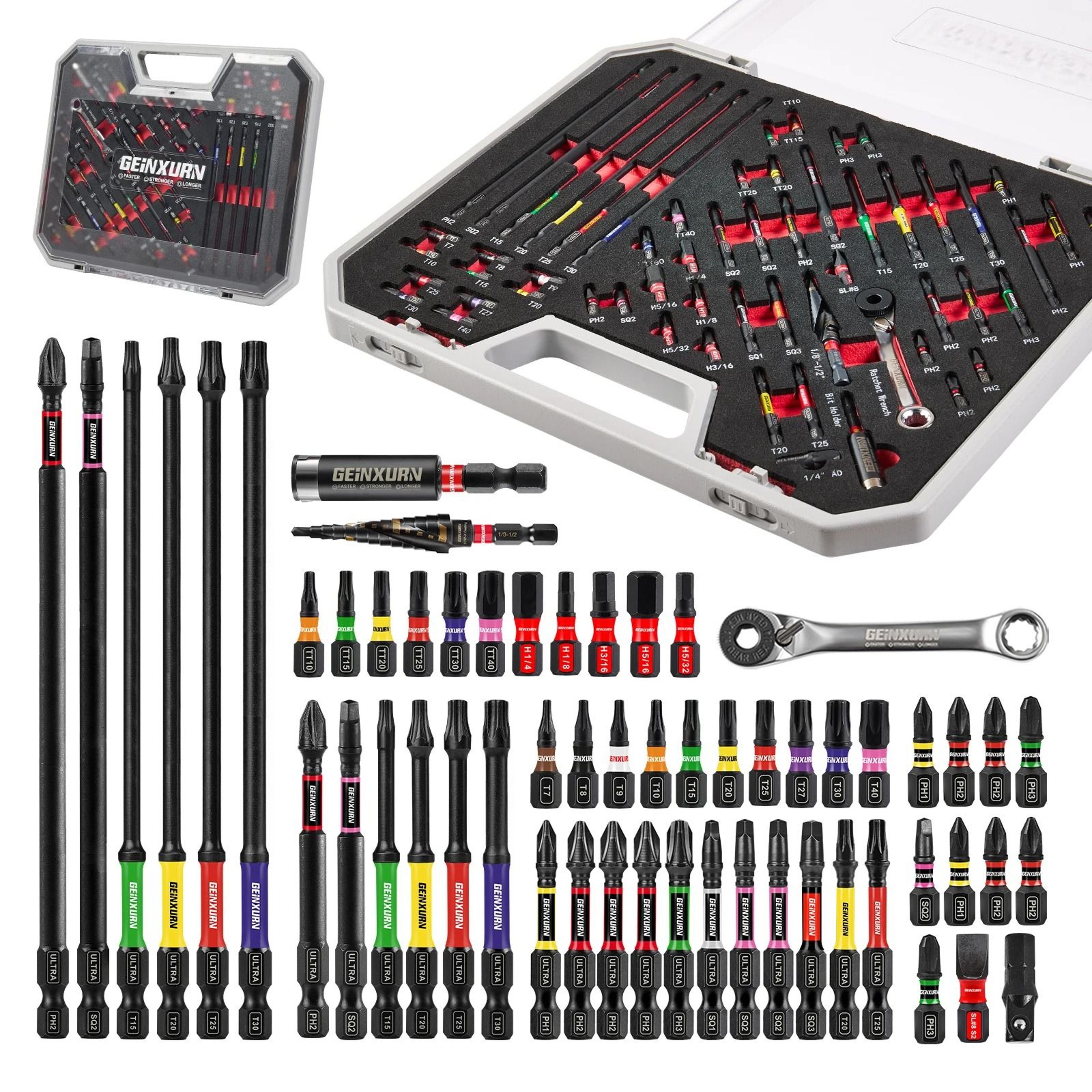58Piece Impact Driver  Bit Set  Versatile DIY Tool Accessory Kit 0