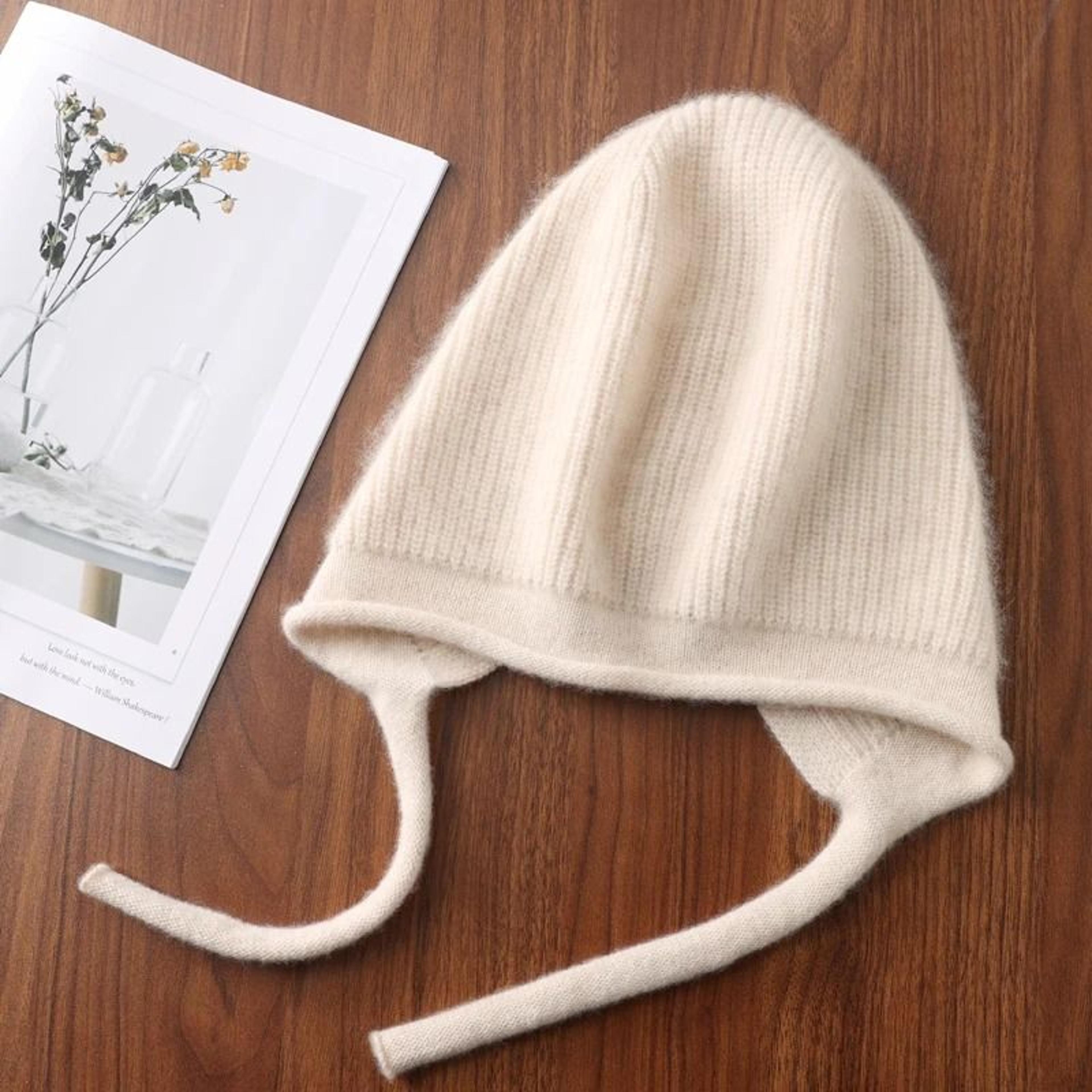 100 Pure Wool LaceUp Earflap Beanie 11