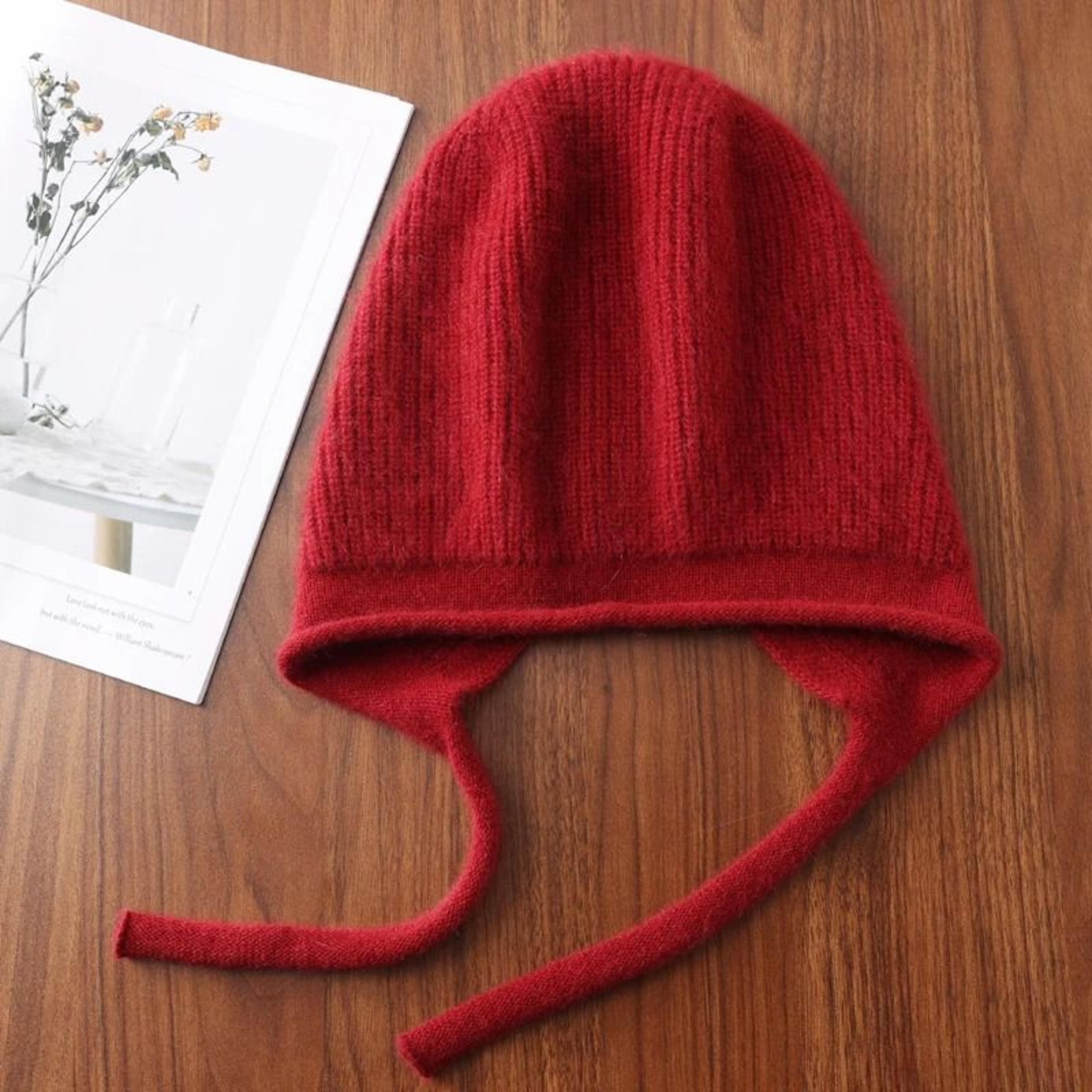 100 Pure Wool LaceUp Earflap Beanie 12