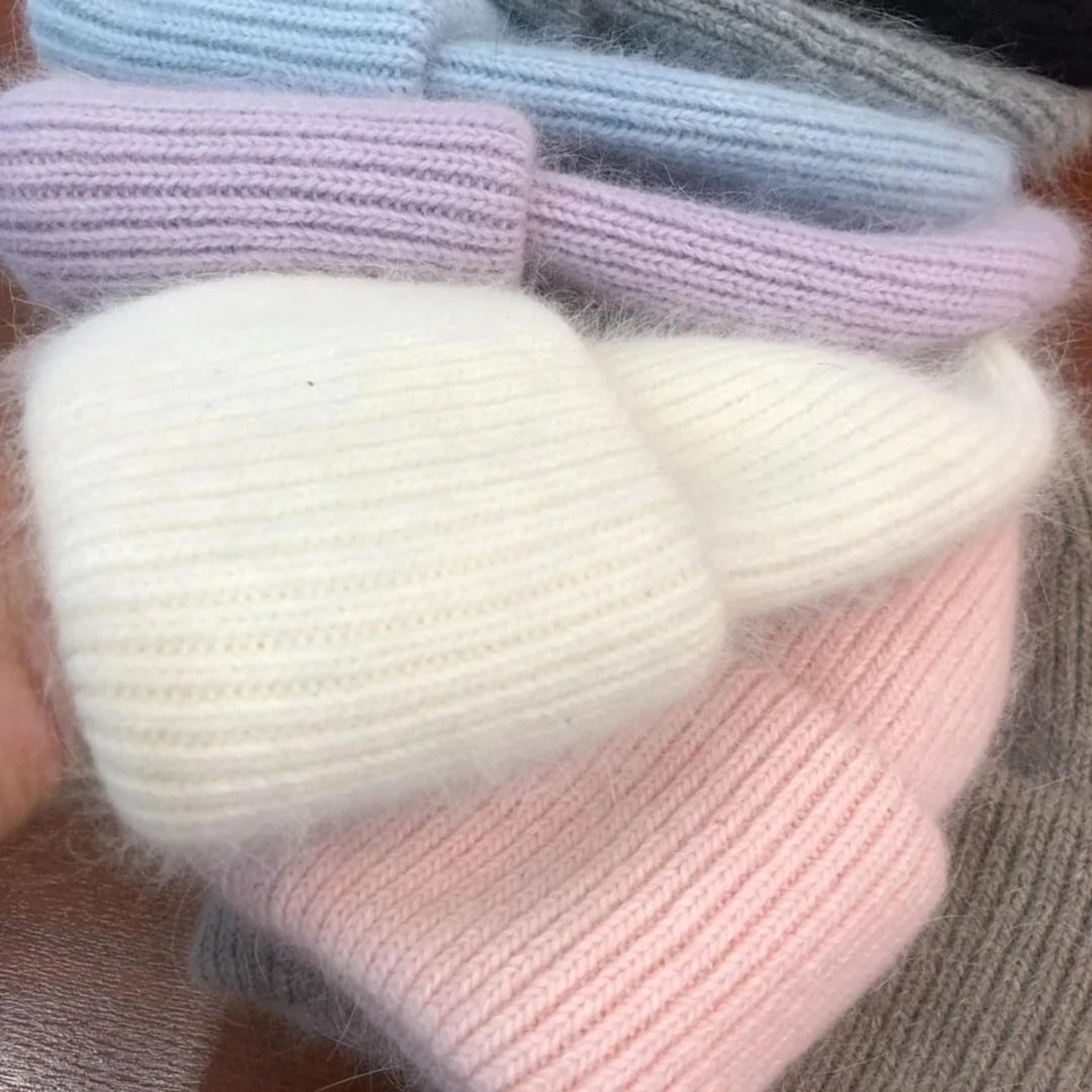 Womens Premium Rabbit Fur Blend Thermal Beanie 0