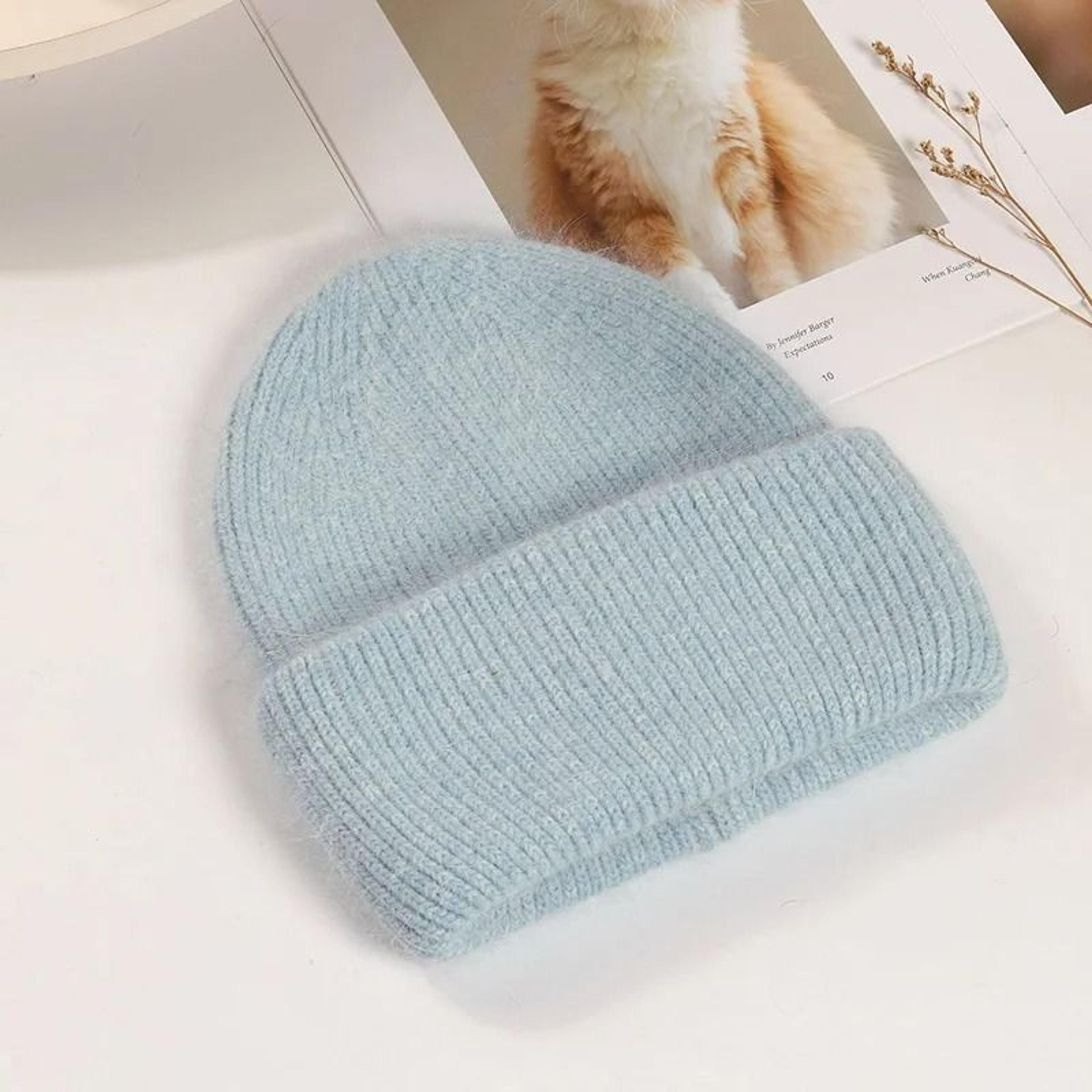 Womens Premium Rabbit Fur Blend Thermal Beanie 16