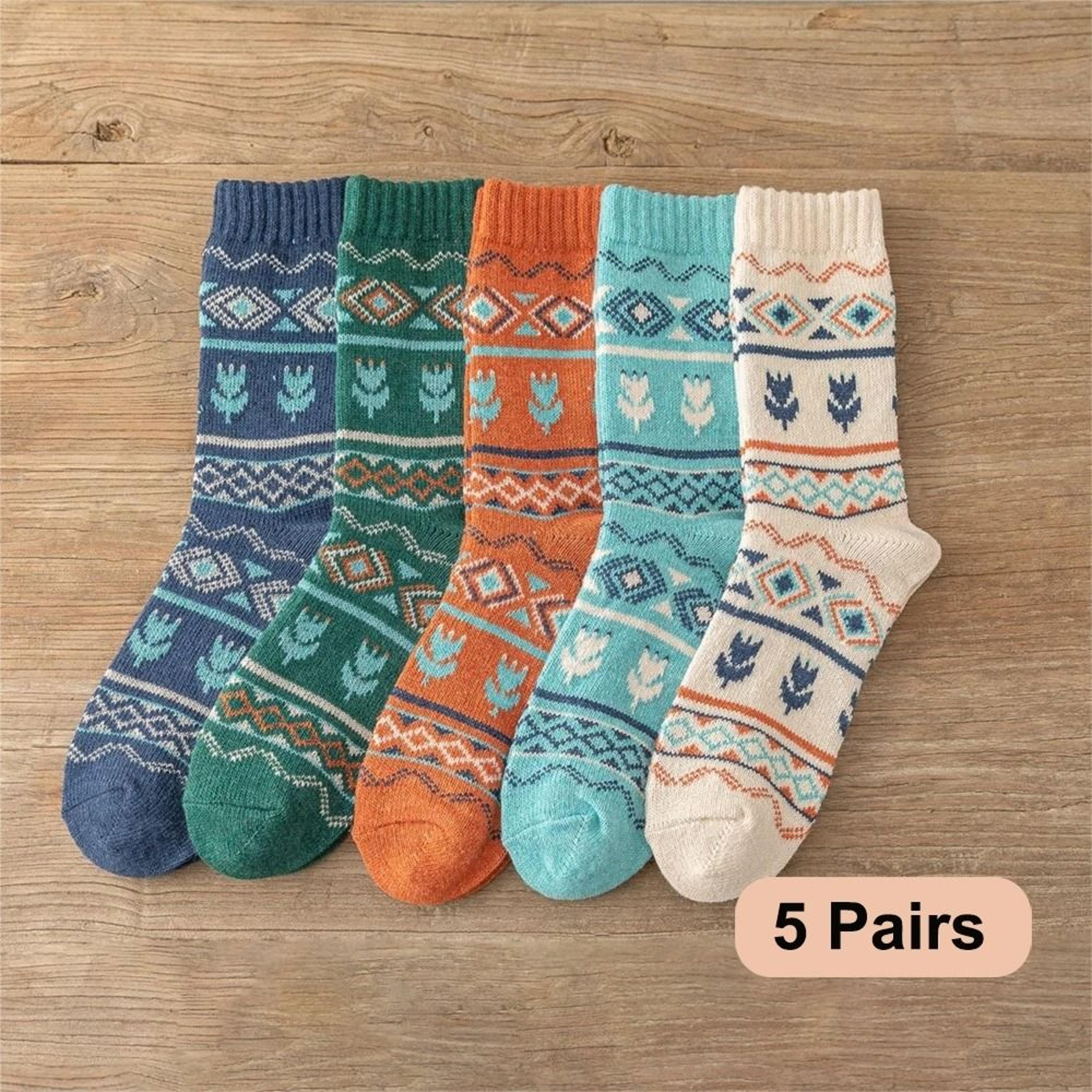 5Pair Retro Thermal Winter Sock Set 0