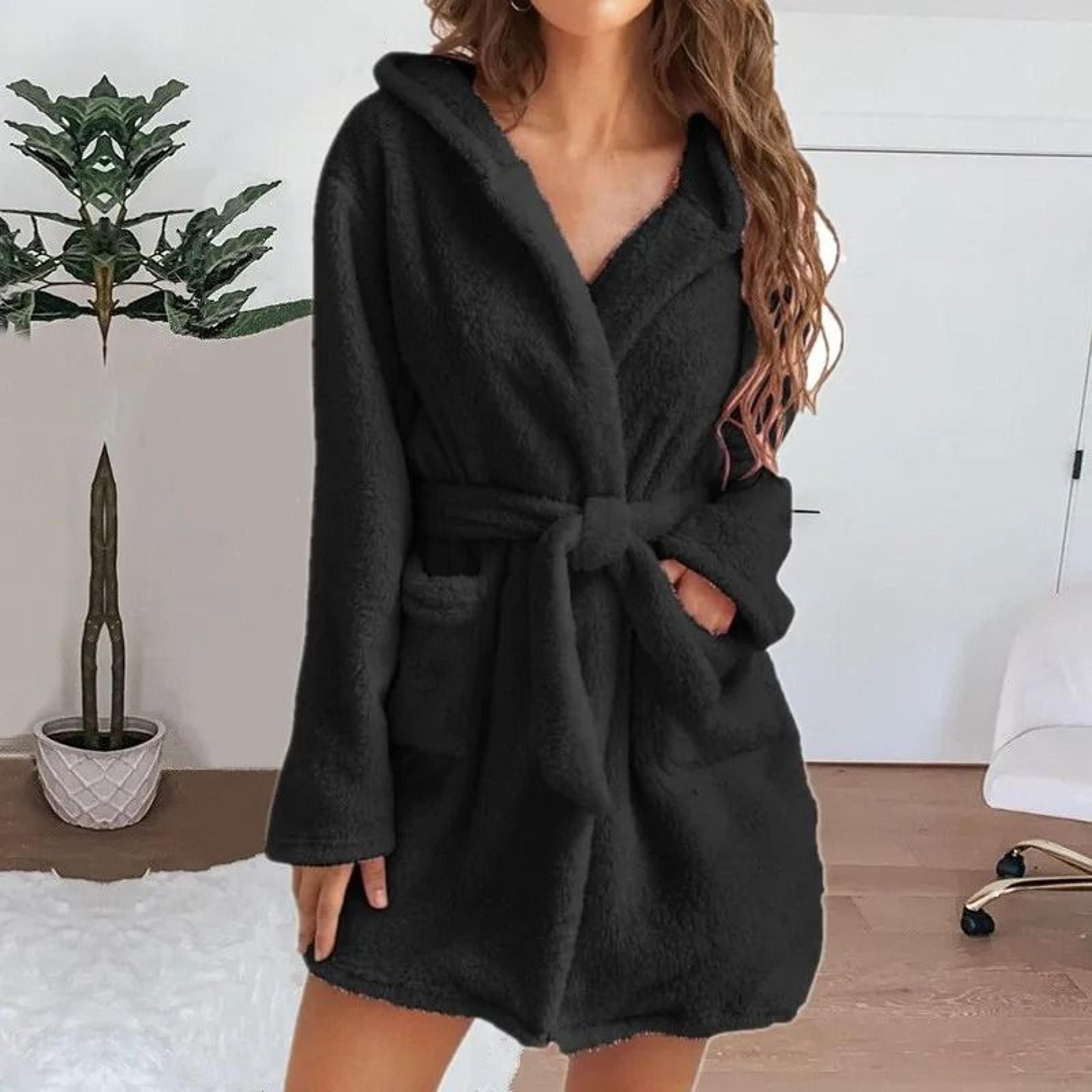 Womens UltraPlush Hooded Winter Bathrobe 3