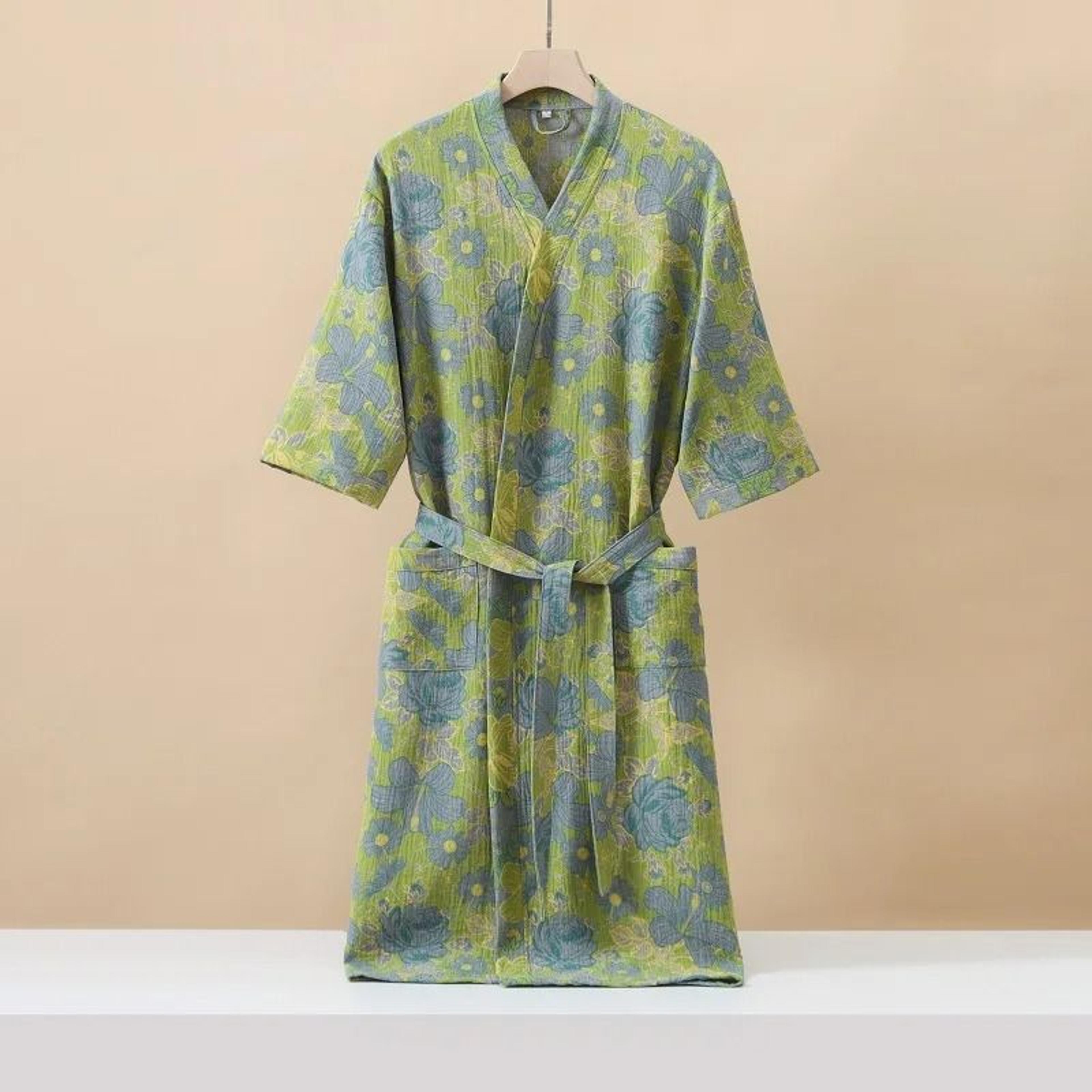 Fashionable Printed HalfSleeve Cotton Kimono Bathrobe 13