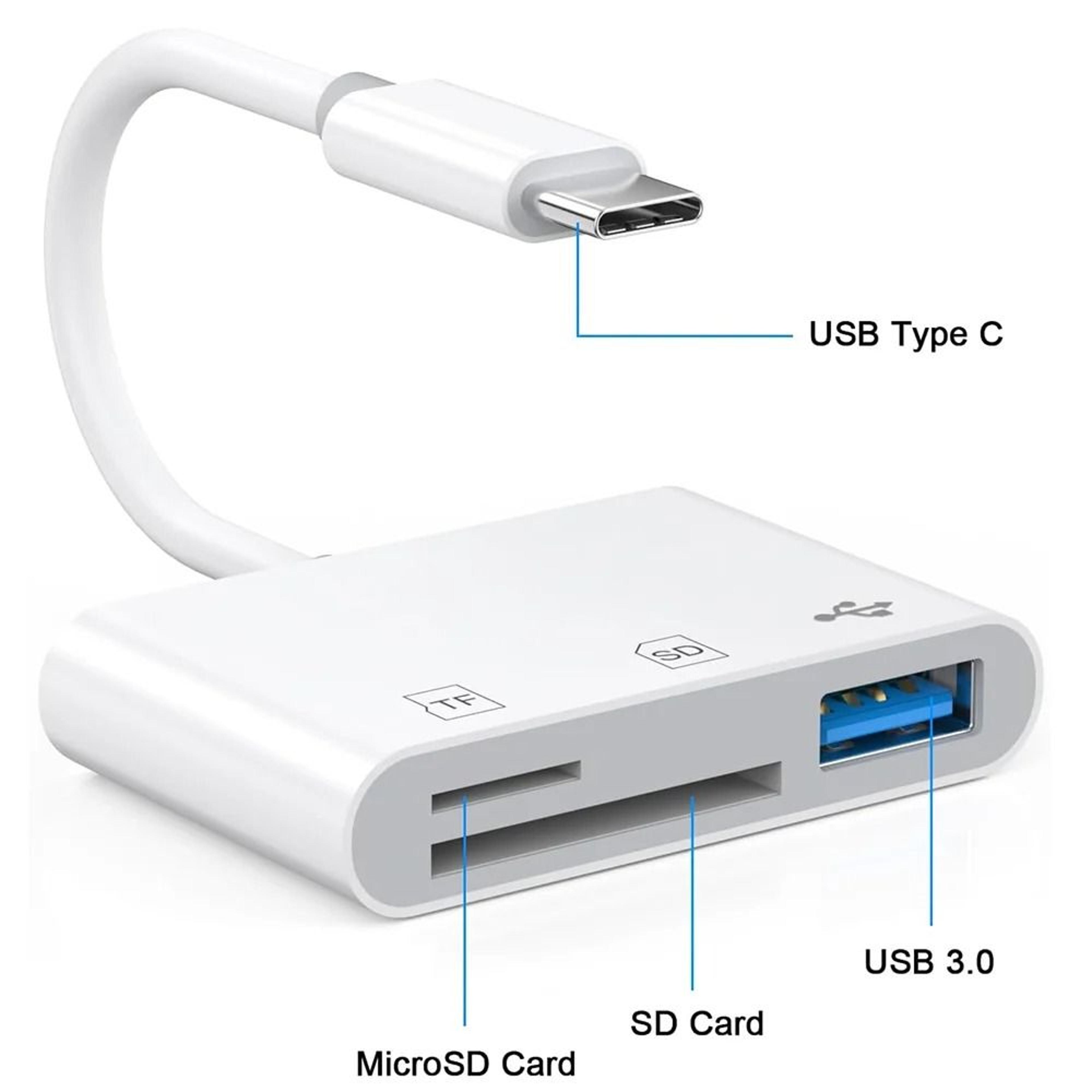 3in1 USBC Camera Card Reader  HighSpeed SDTF  USB Hub 4