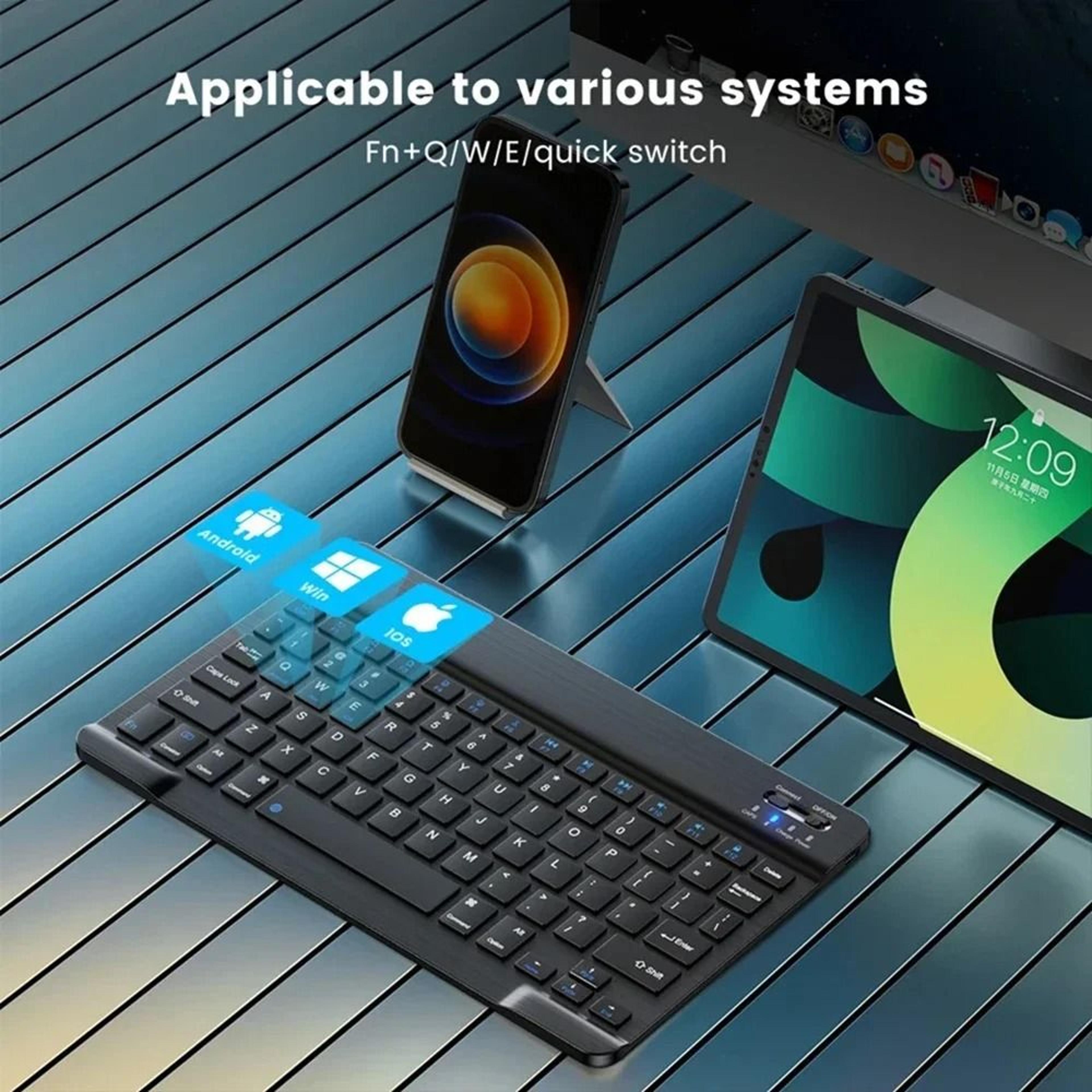 Slim Wireless Bluetooth Keyboard  Universal Rechargeable Portable Deck 3