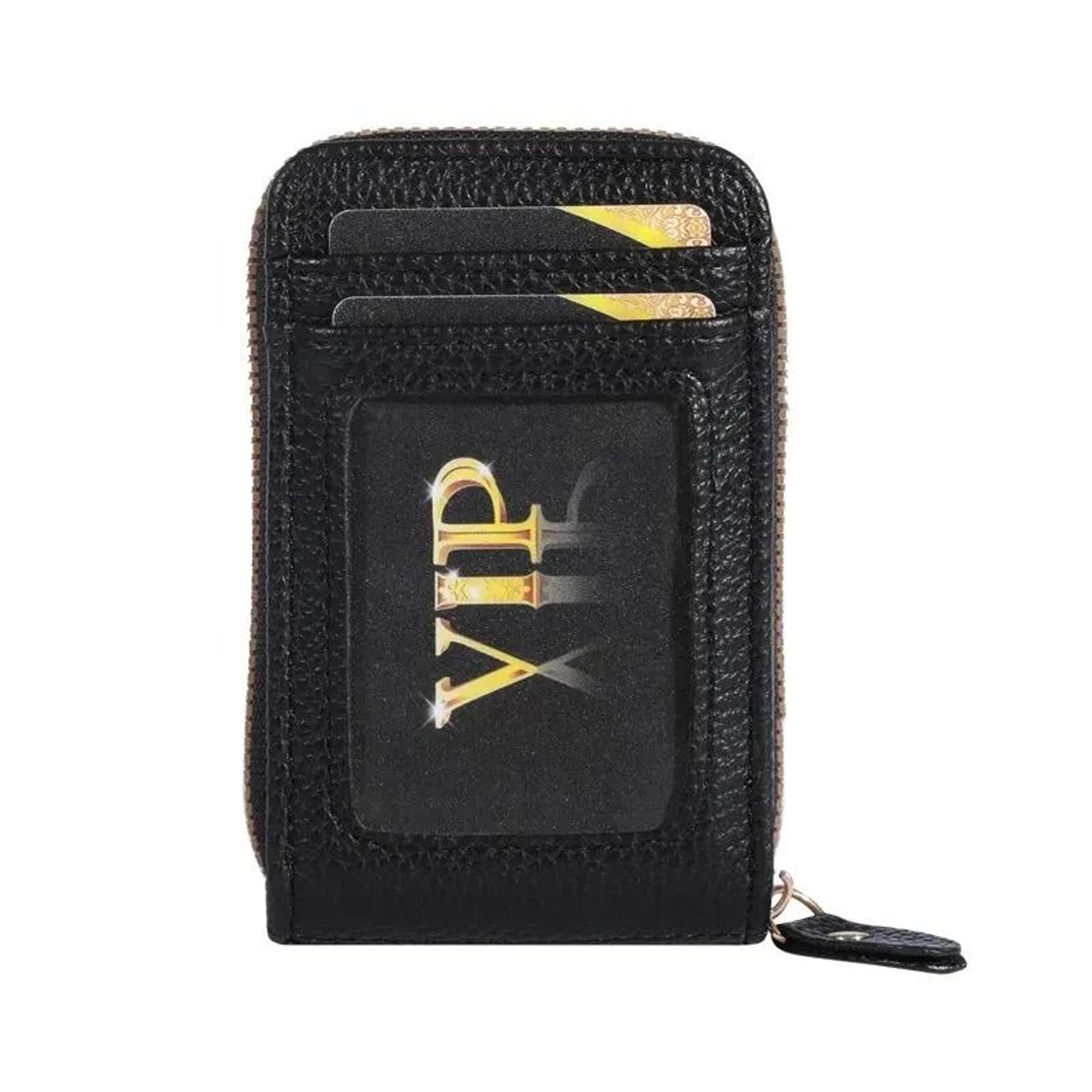 Vintage RFIDBlocking Card Case  Luxury PU Leather Secure Zipper Wallet 6
