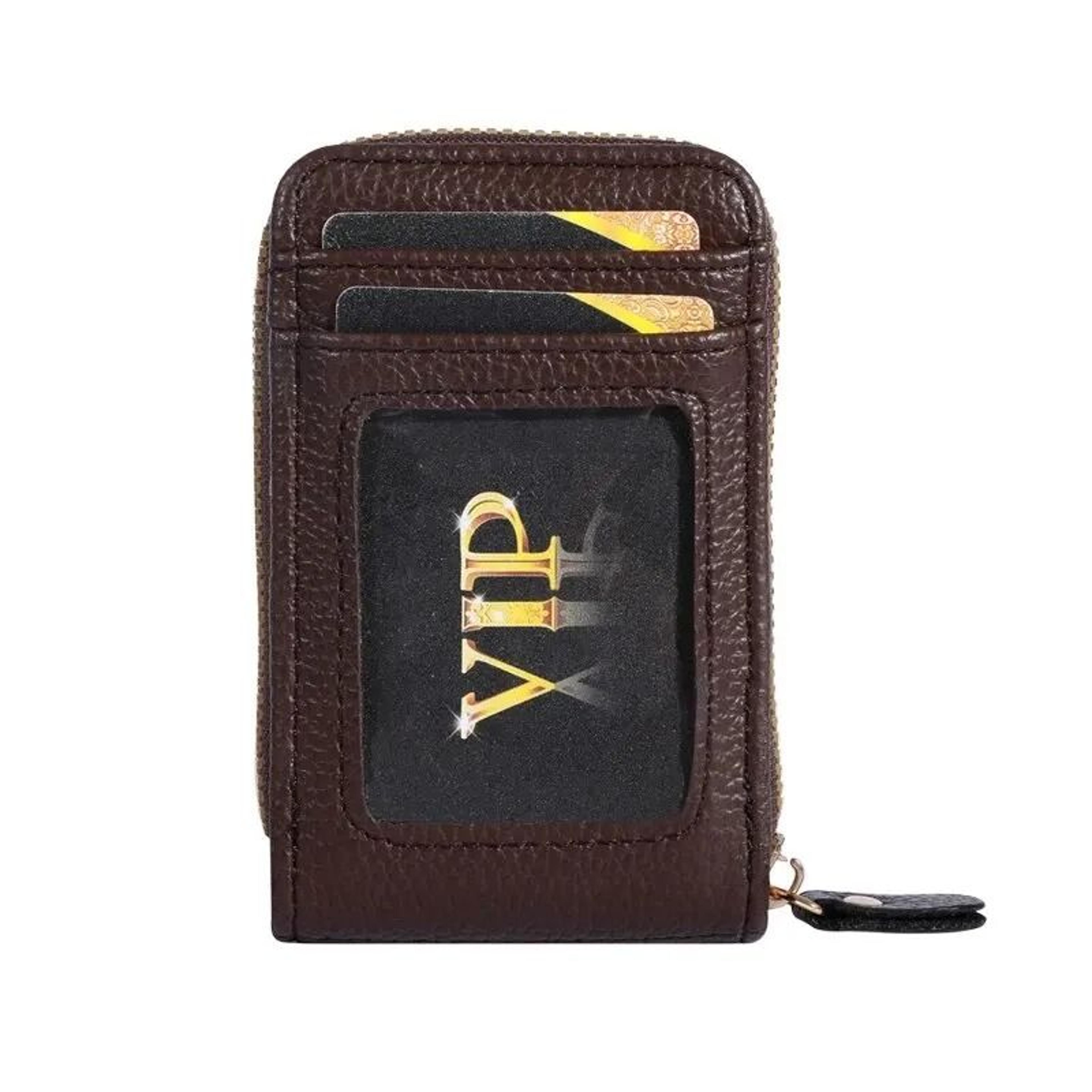 Vintage RFIDBlocking Card Case  Luxury PU Leather Secure Zipper Wallet 7