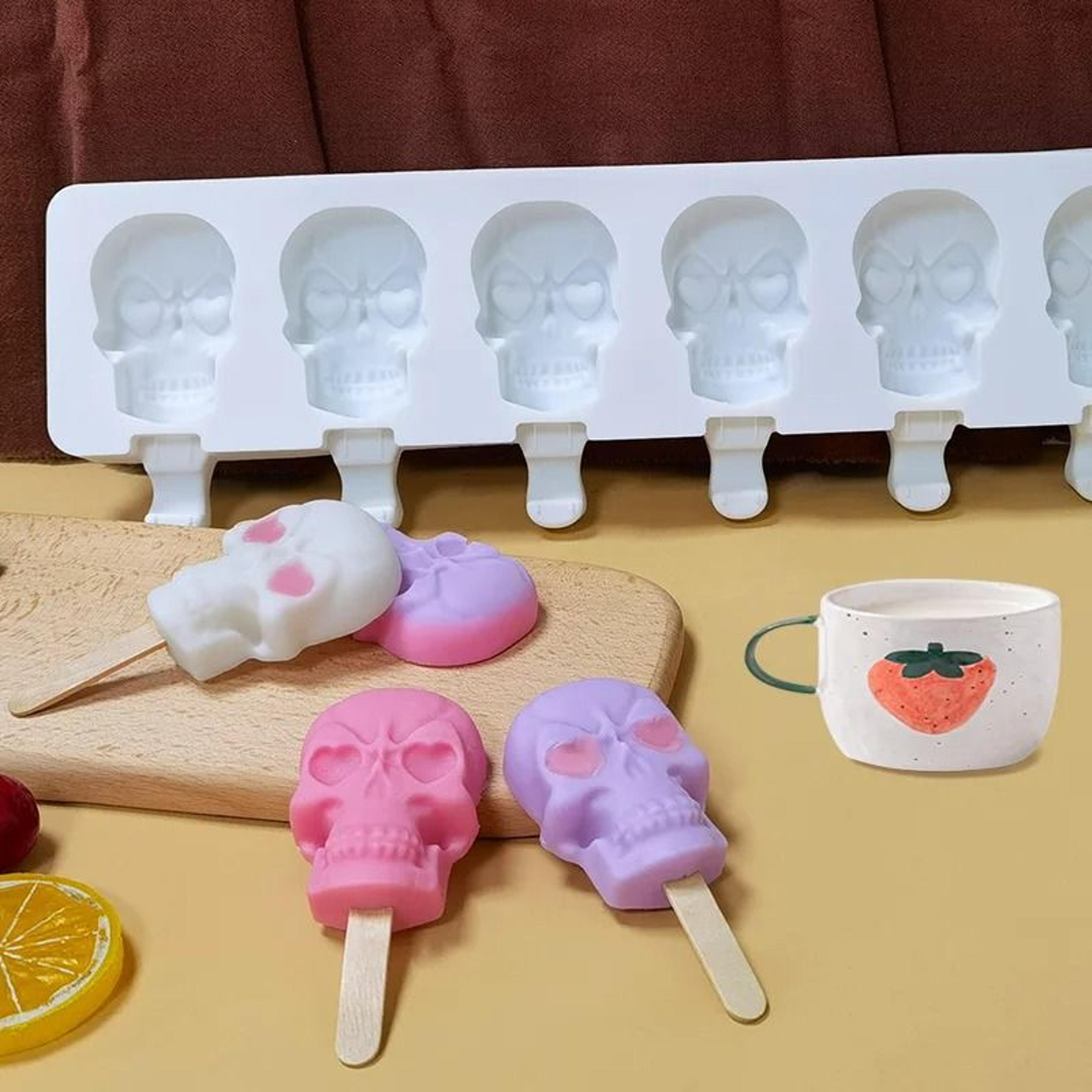 6Cavity Skull Silicone Popsicle  Ice Mold 1