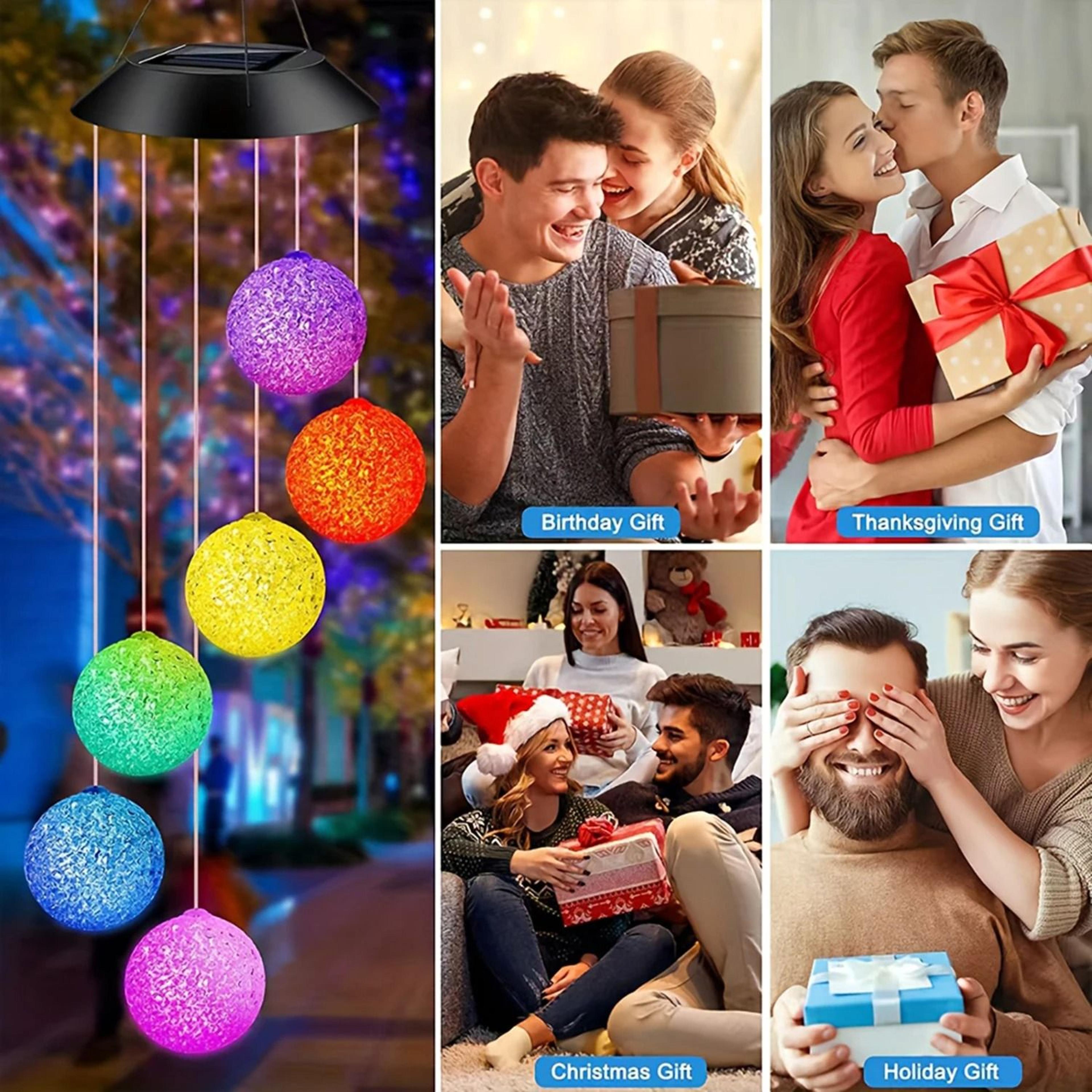 Colorful Solar Particle Ball Wind Chime Light 0