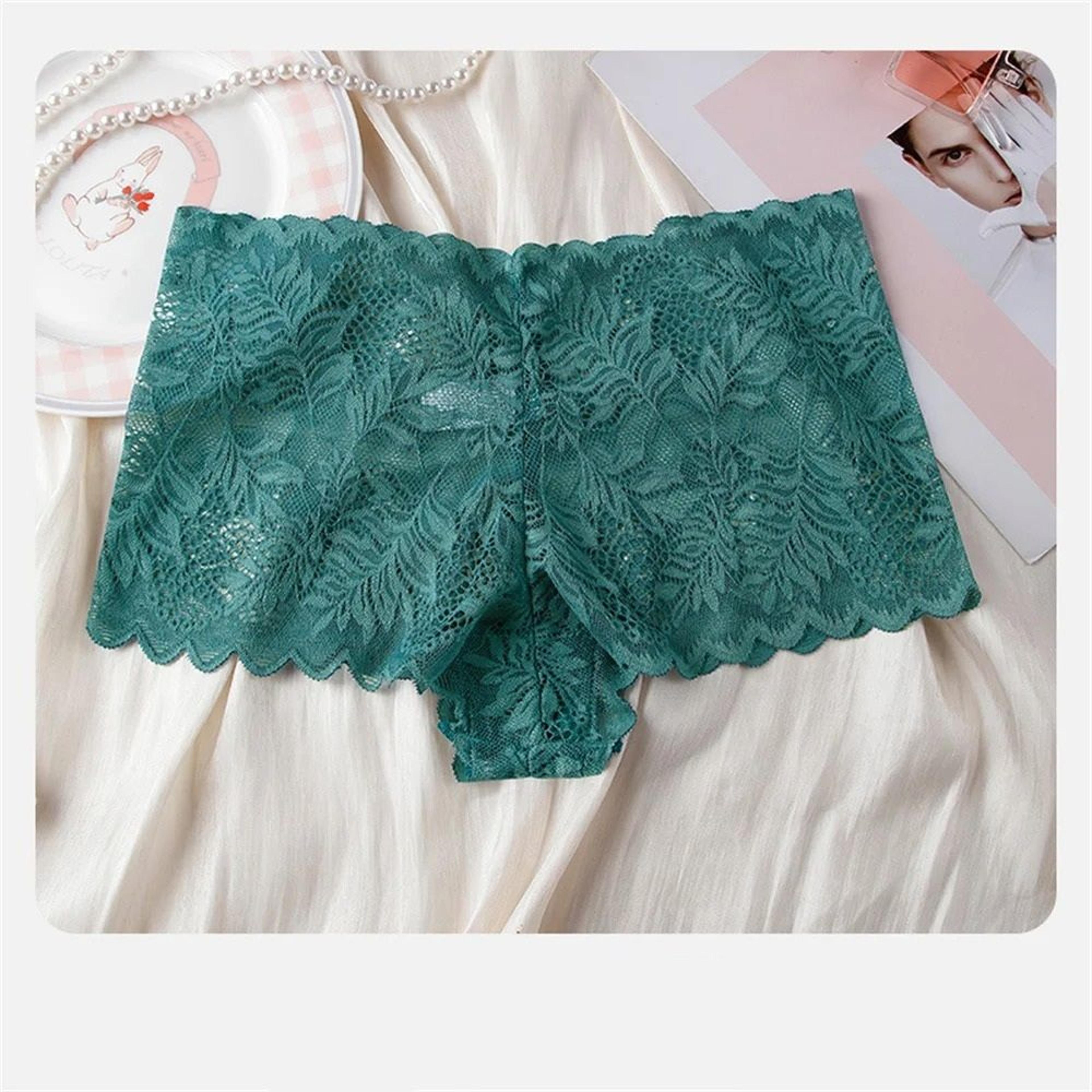 Lace Mesh Seamless Boyshorts  Elegant Hollow Out Jacquard Underwear 11