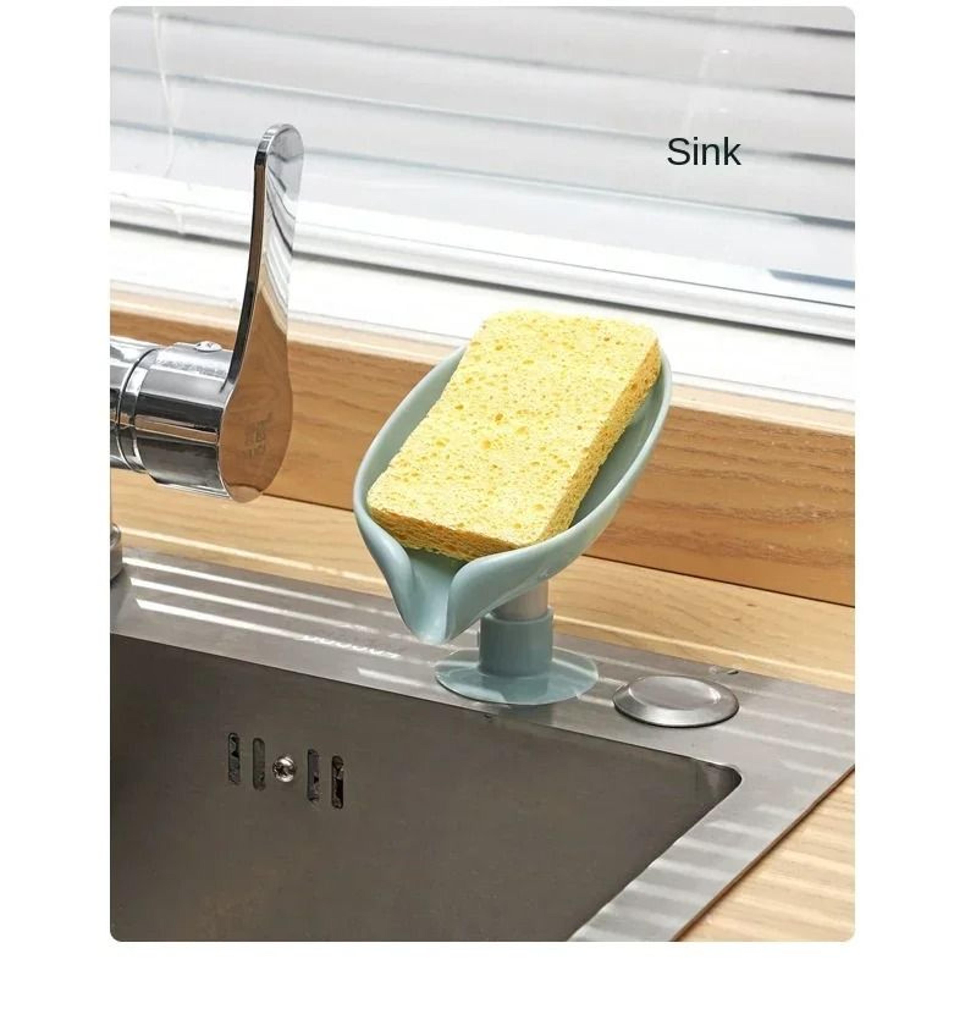Leaf SelfDraining Soap Holder  Waterfall Suction Tray For Bath  Kitchen 2