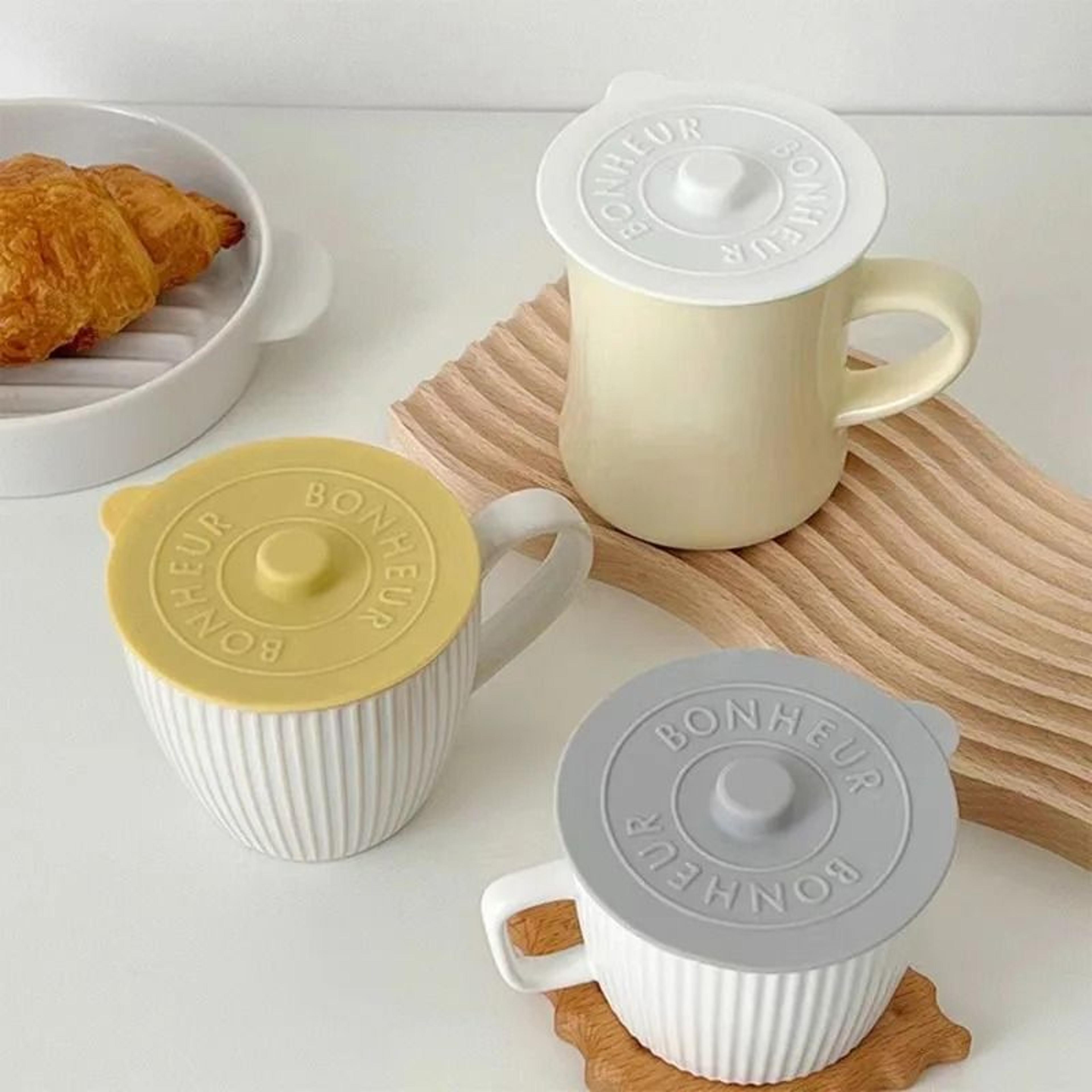 Concave Embossed Silicone Mug Lid  Creative DustProof Water Cup Cover 0