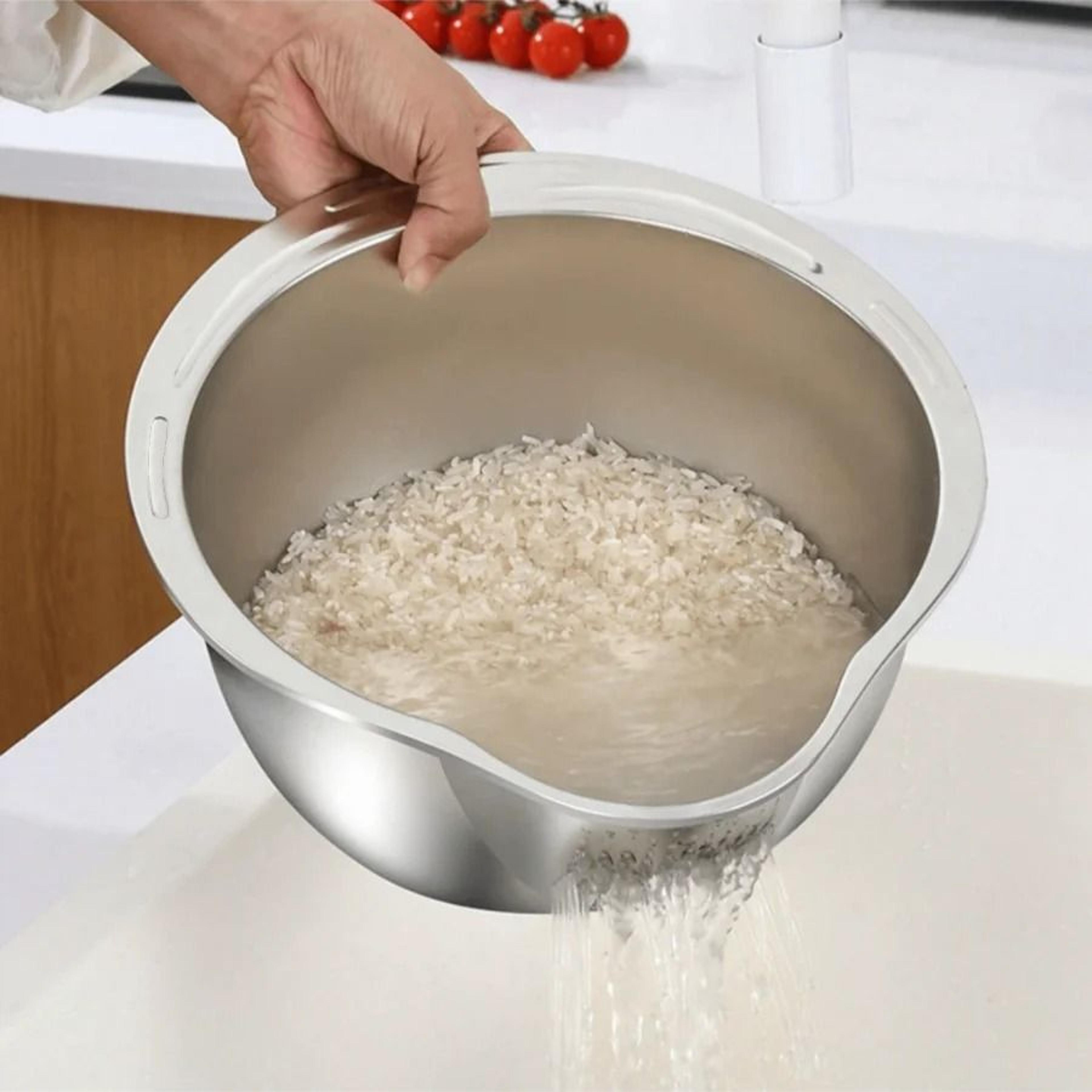 Stainless Steel Rice  Vegetable Washing Basket  MultiFunctional Kitchen Drain Basin 1