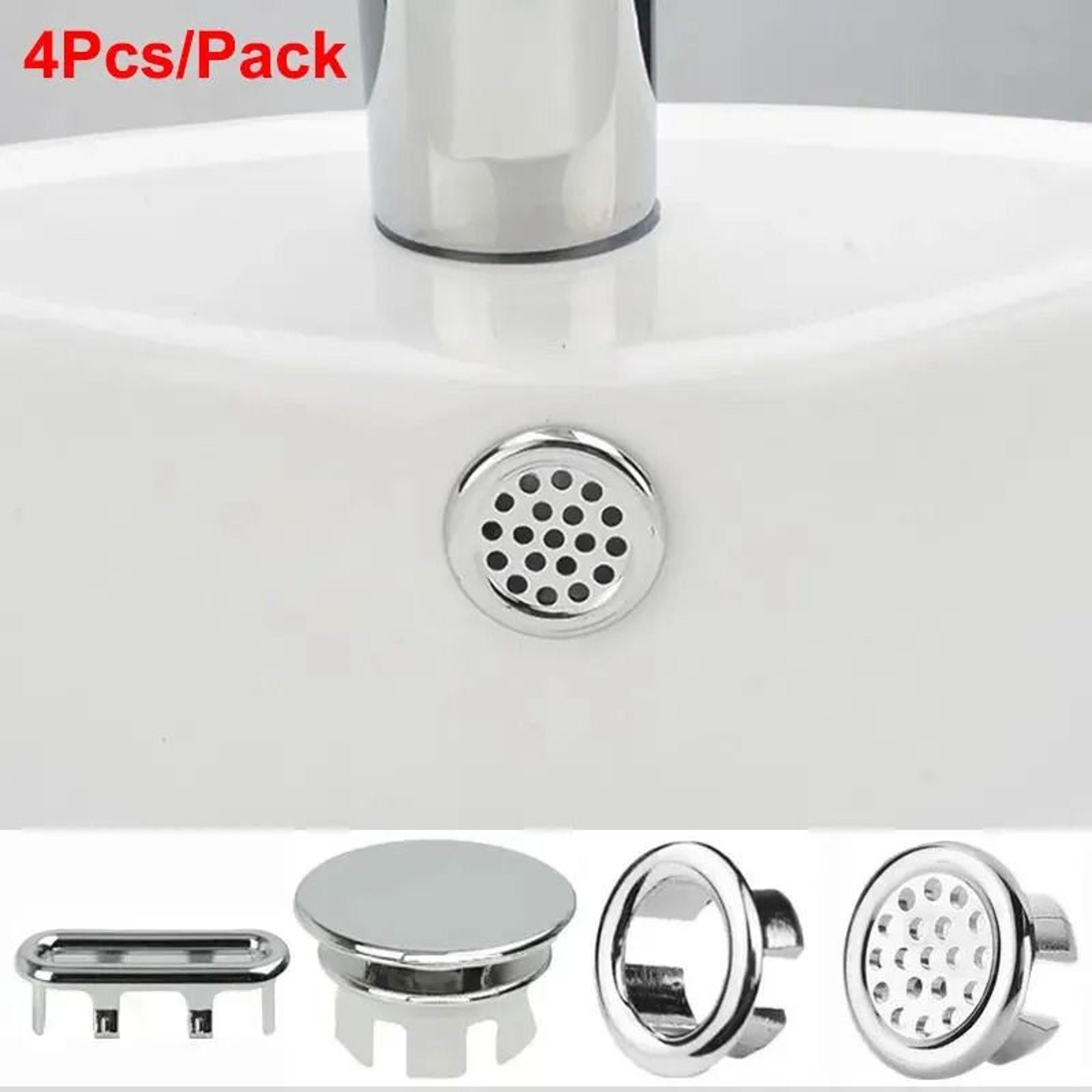 4Piece Universal Sink Overflow Covers  Decorative Basin Drain Hole Accents 0