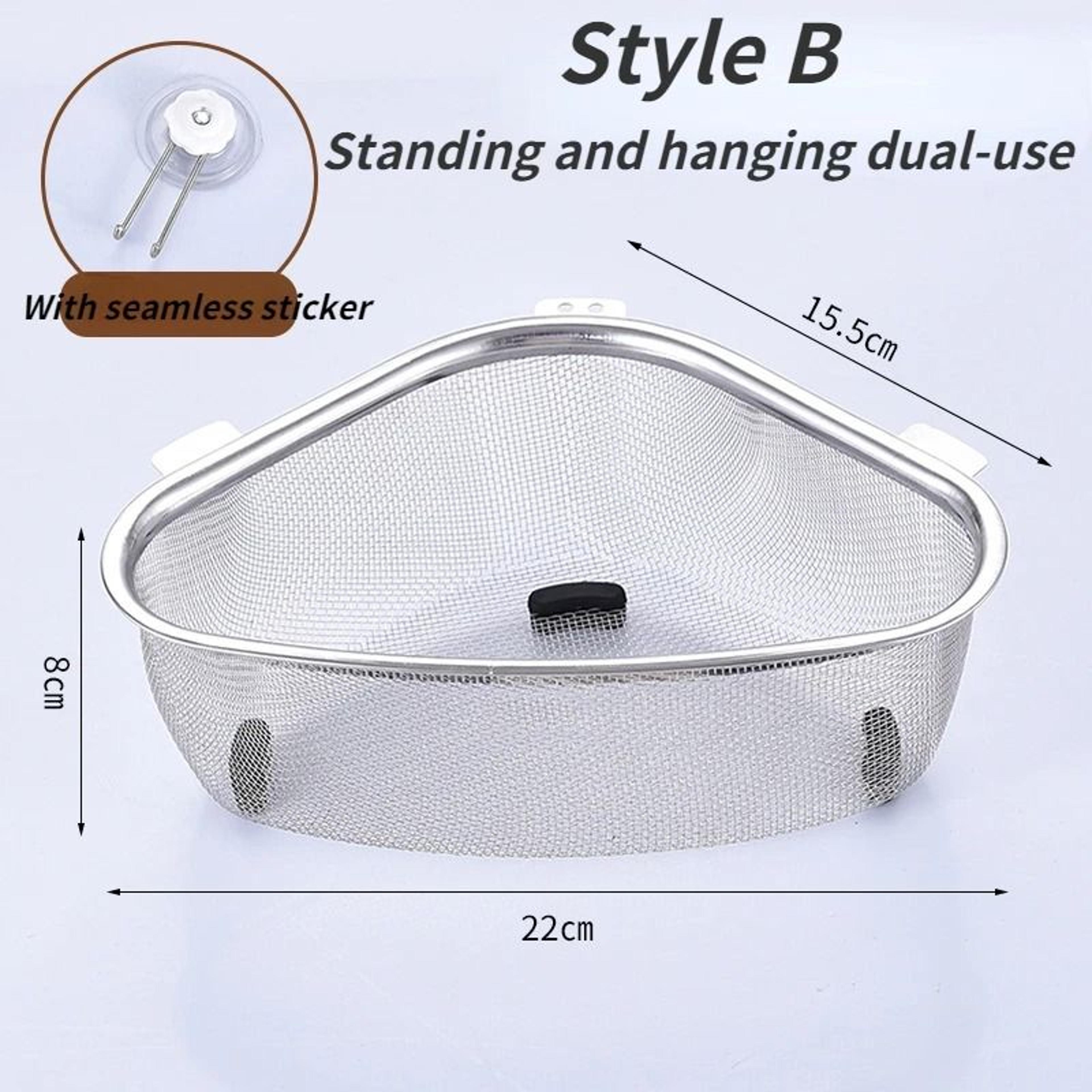 Stainless Steel Triangle Sink Drain Basket  MultiFunctional Kitchen Storage  Filter 8