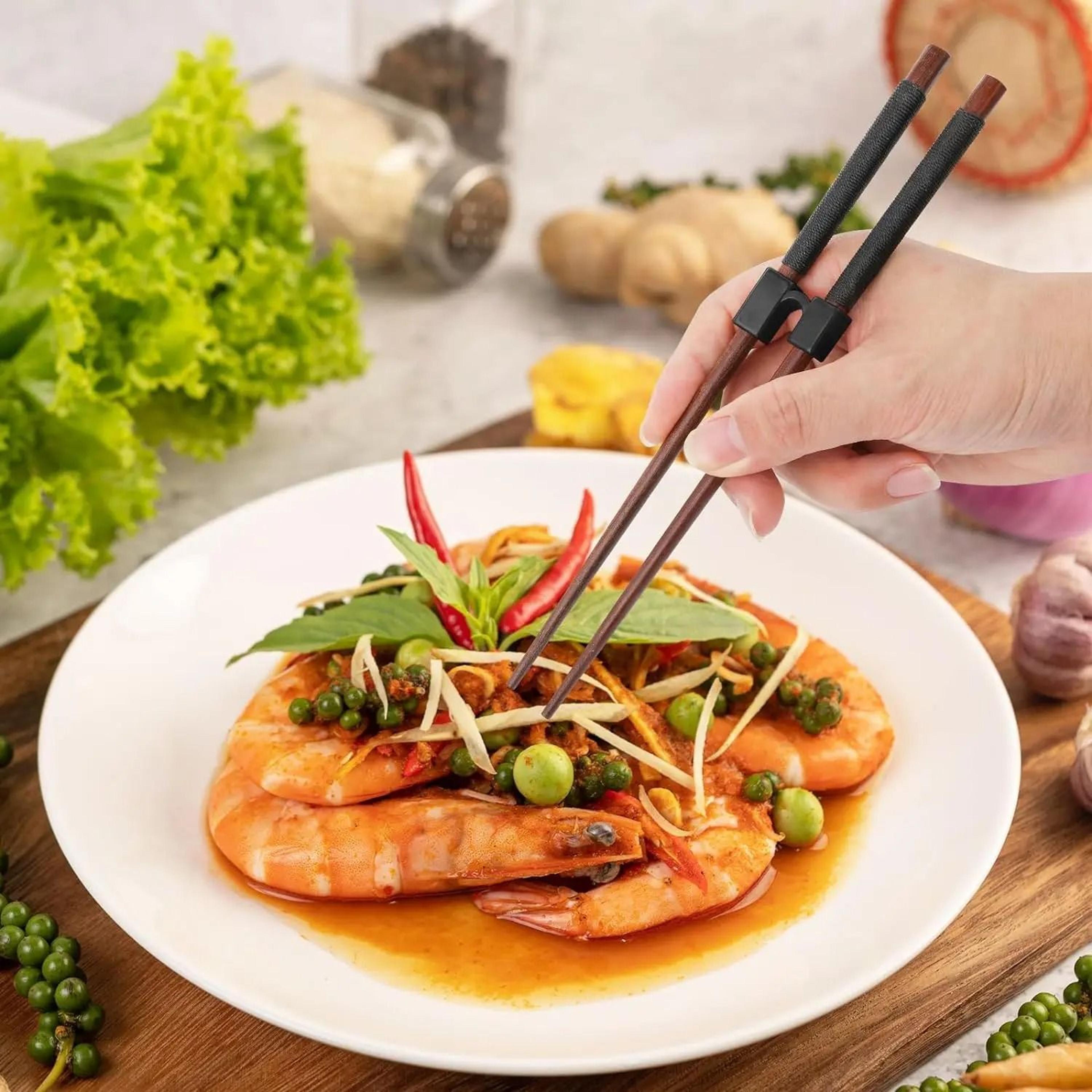 6Pack Reusable Chopsticks Helpers  Universal Training Hinges For Adults  Kids 4
