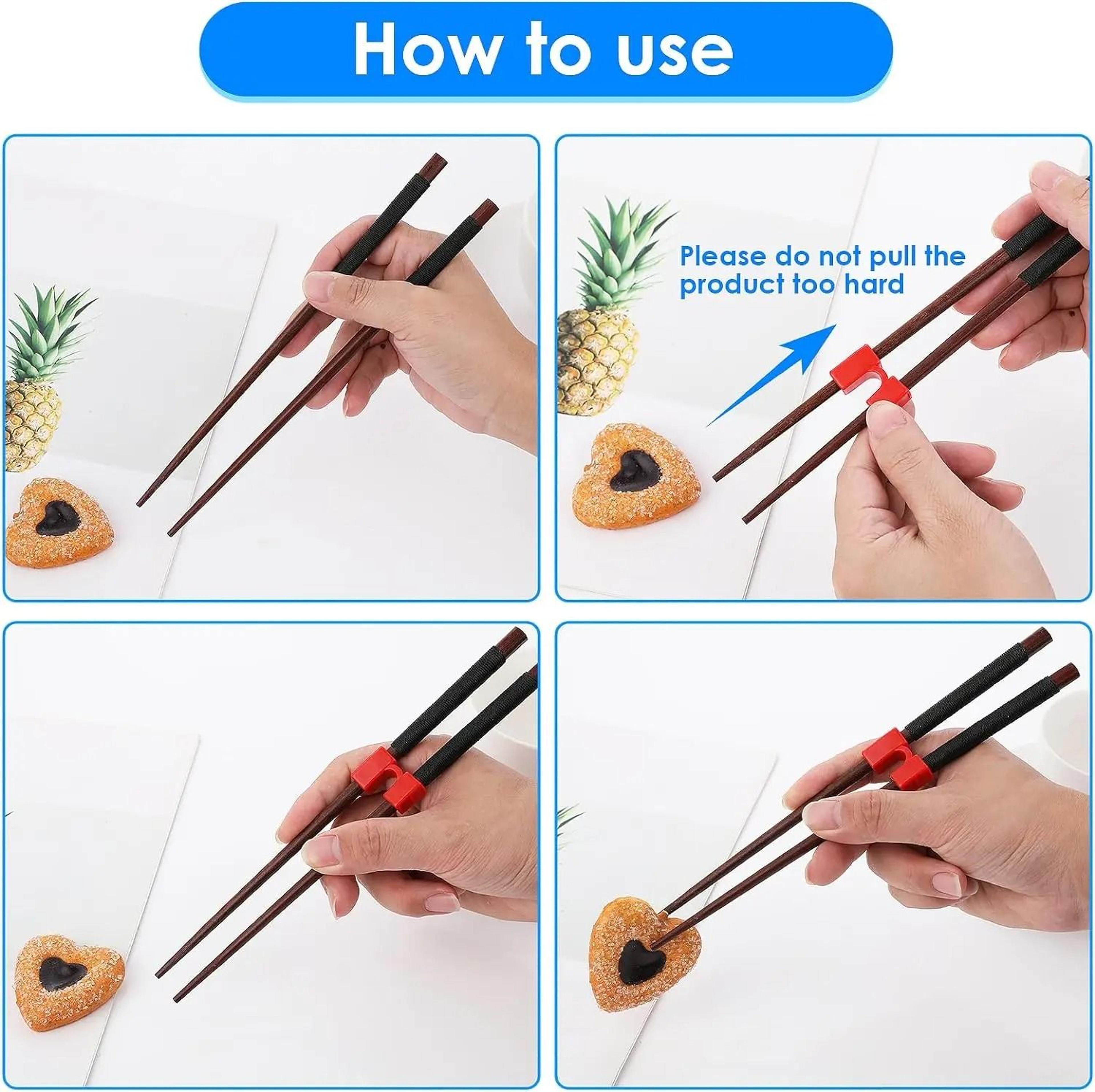 6Pack Reusable Chopsticks Helpers  Universal Training Hinges For Adults  Kids 5