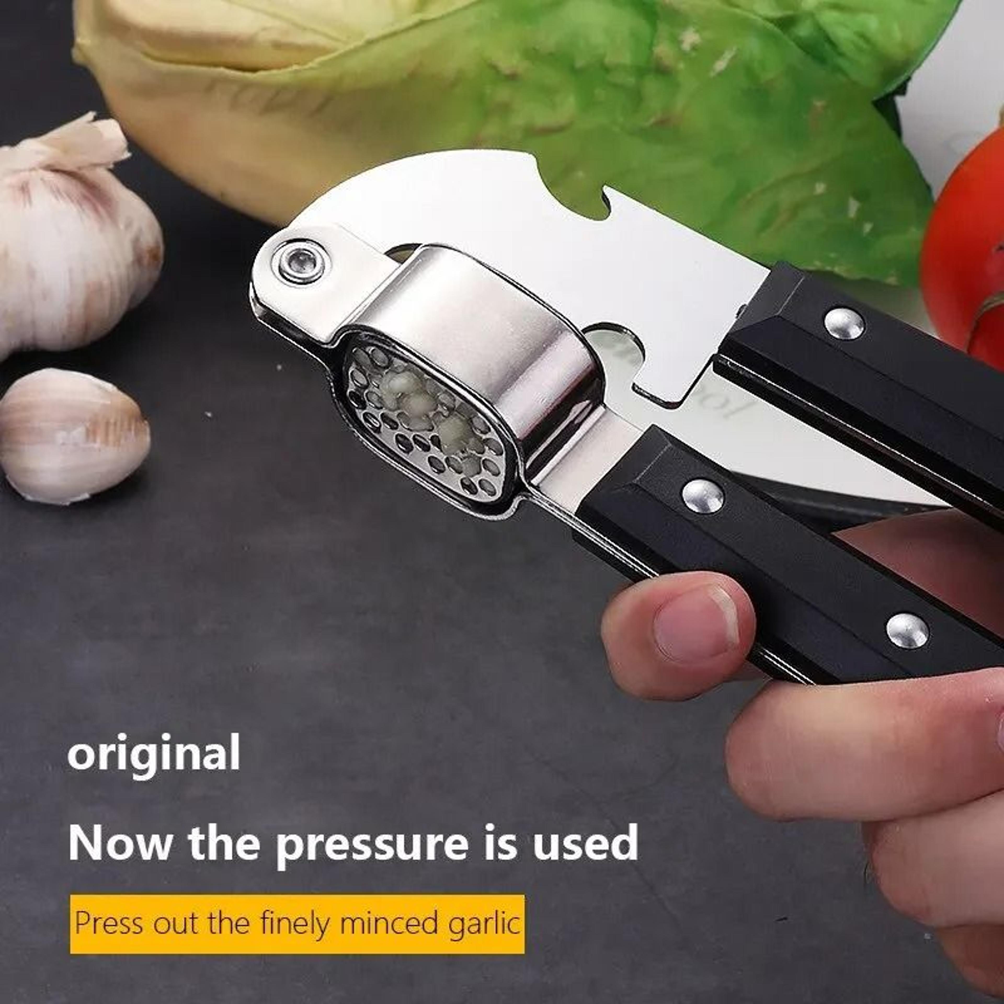 Black Stainless Steel Garlic Press  Creative Manual Kitchen Tool 0