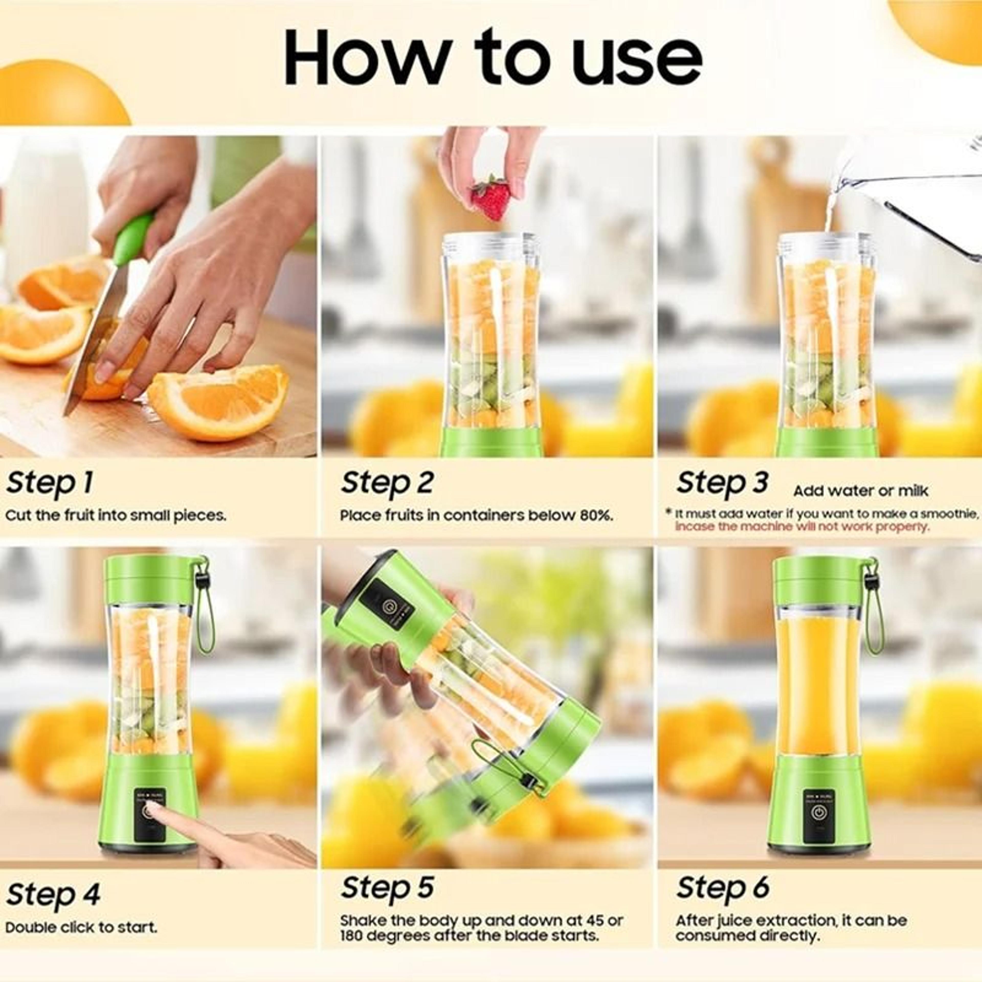 380ml Portable Electric Juicer  USB Rechargeable Personal Smoothie Blender 3